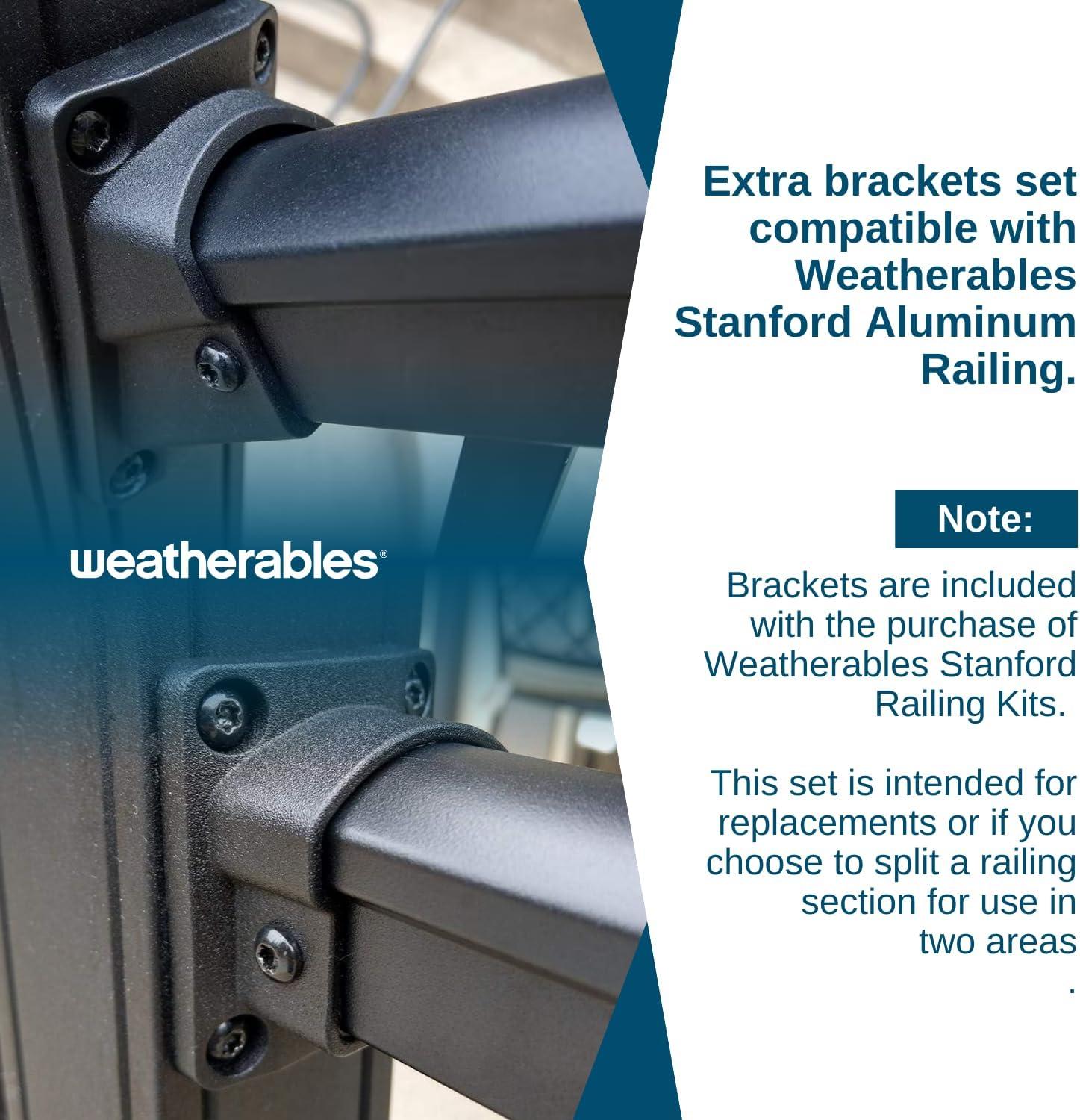 Weatherables Stanford Railing Brackets – Aluminum Outdoor Stair Railing Brackets, Made with Durable & Low-Maintenance Black Textured Powder-Coat Finish