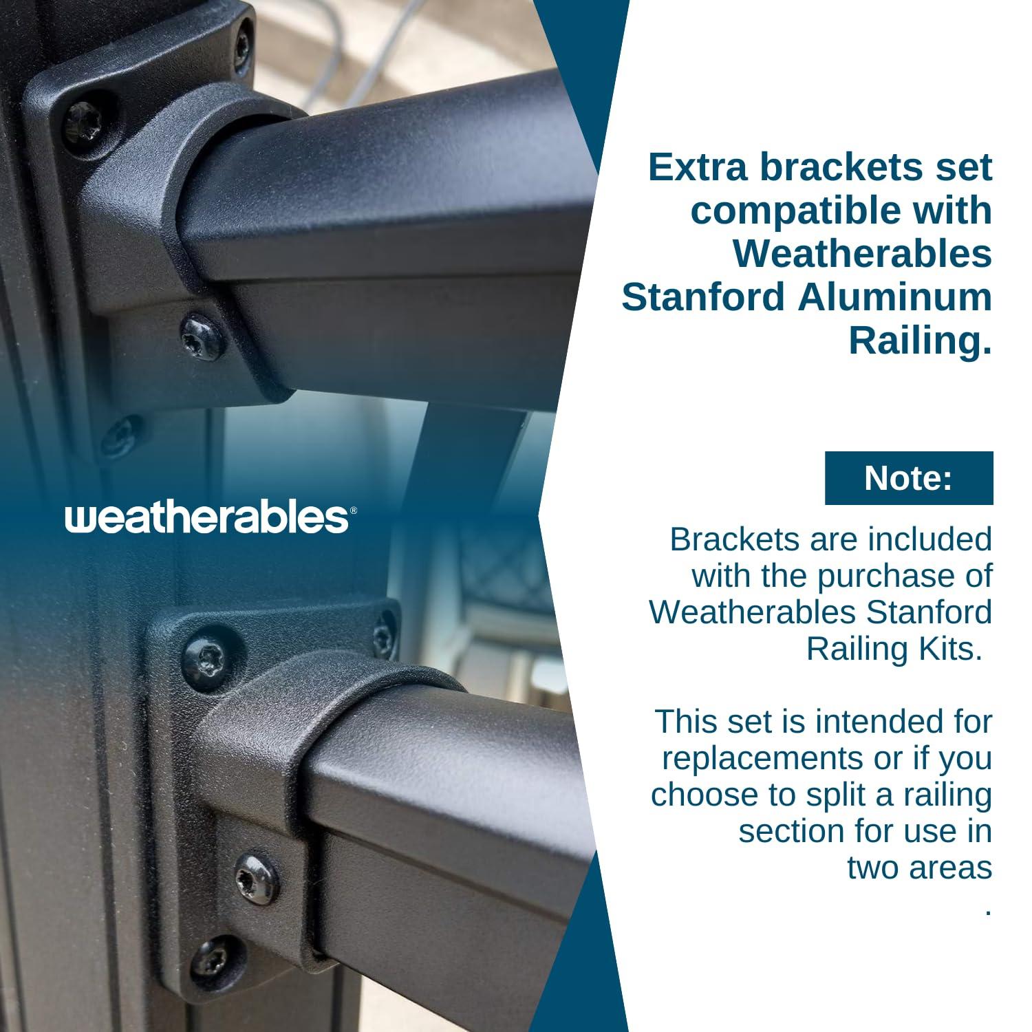 Weatherables Stanford Railing Brackets – Aluminum Outdoor Stair Railing Brackets, Made with Durable & Low-Maintenance Black Textured Powder-Coat Finish
