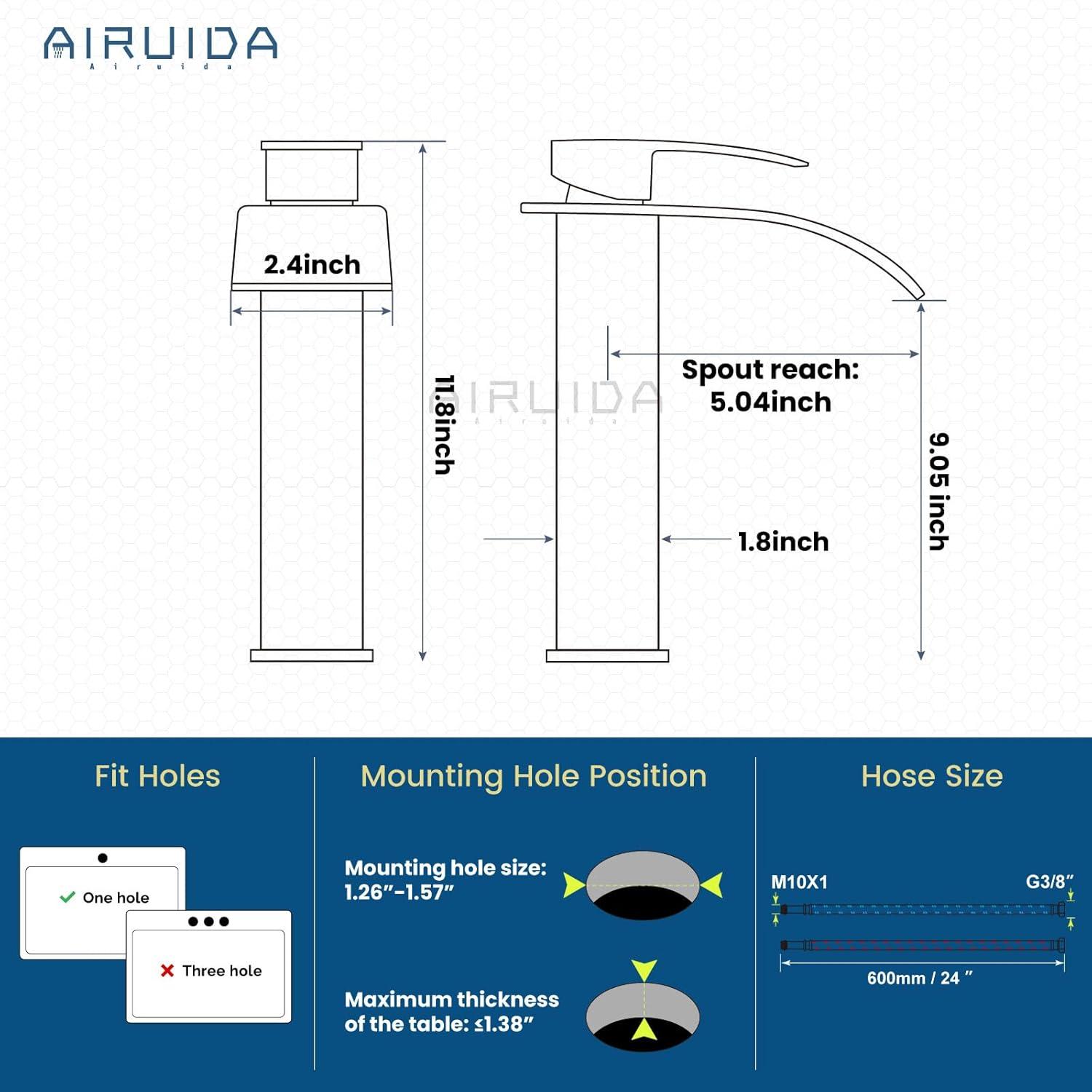 Waterfall Bathroom Faucet Single Handle，Bathroom Sink Faucet 1 Hole，Waterfall Faucet for Bathroom Sink，Vessel Sink Faucet Matte Black Tall Bathroom Faucet