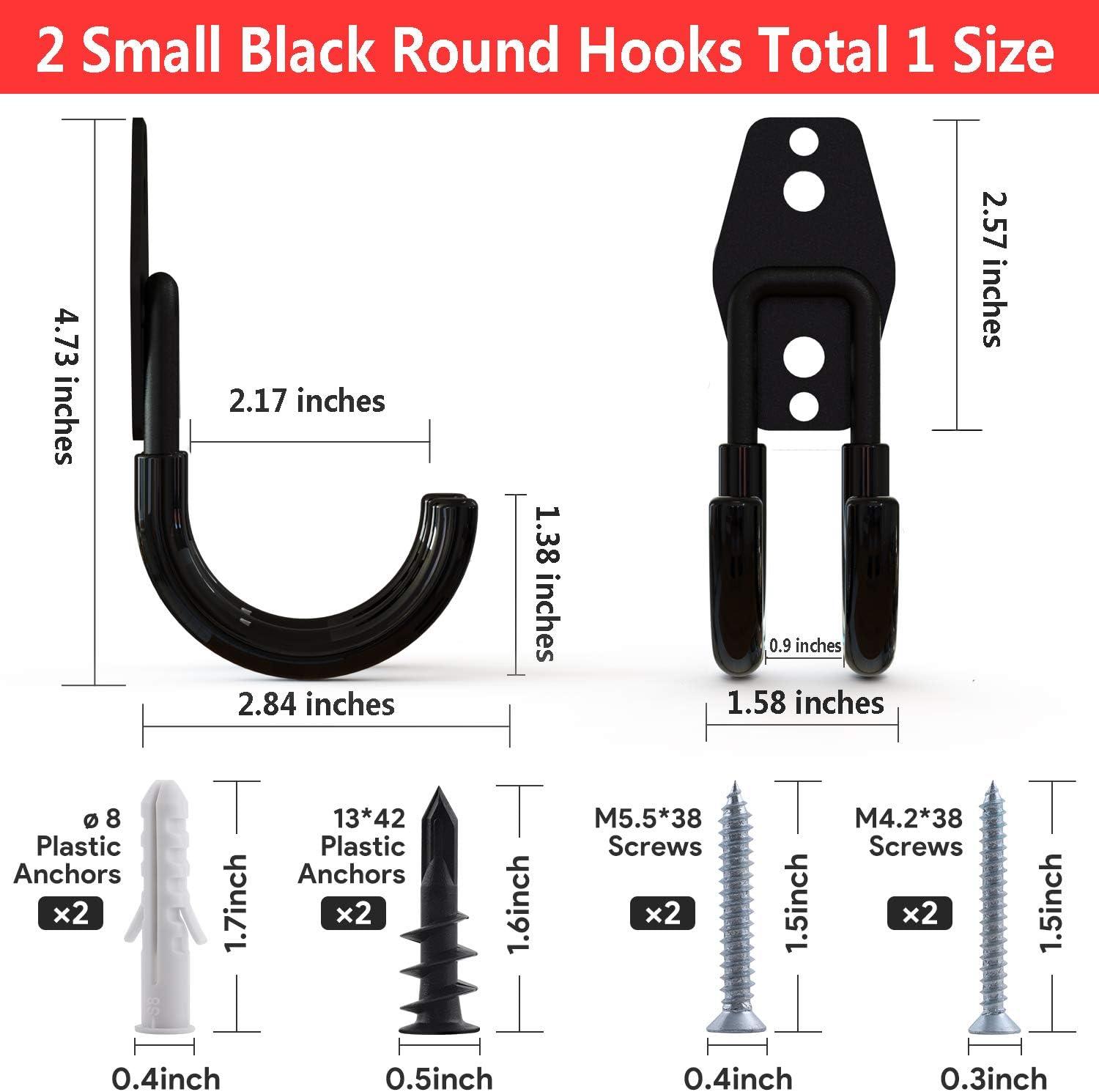 Black Heavy Duty Steel Garage Storage Hooks, 12 Pack