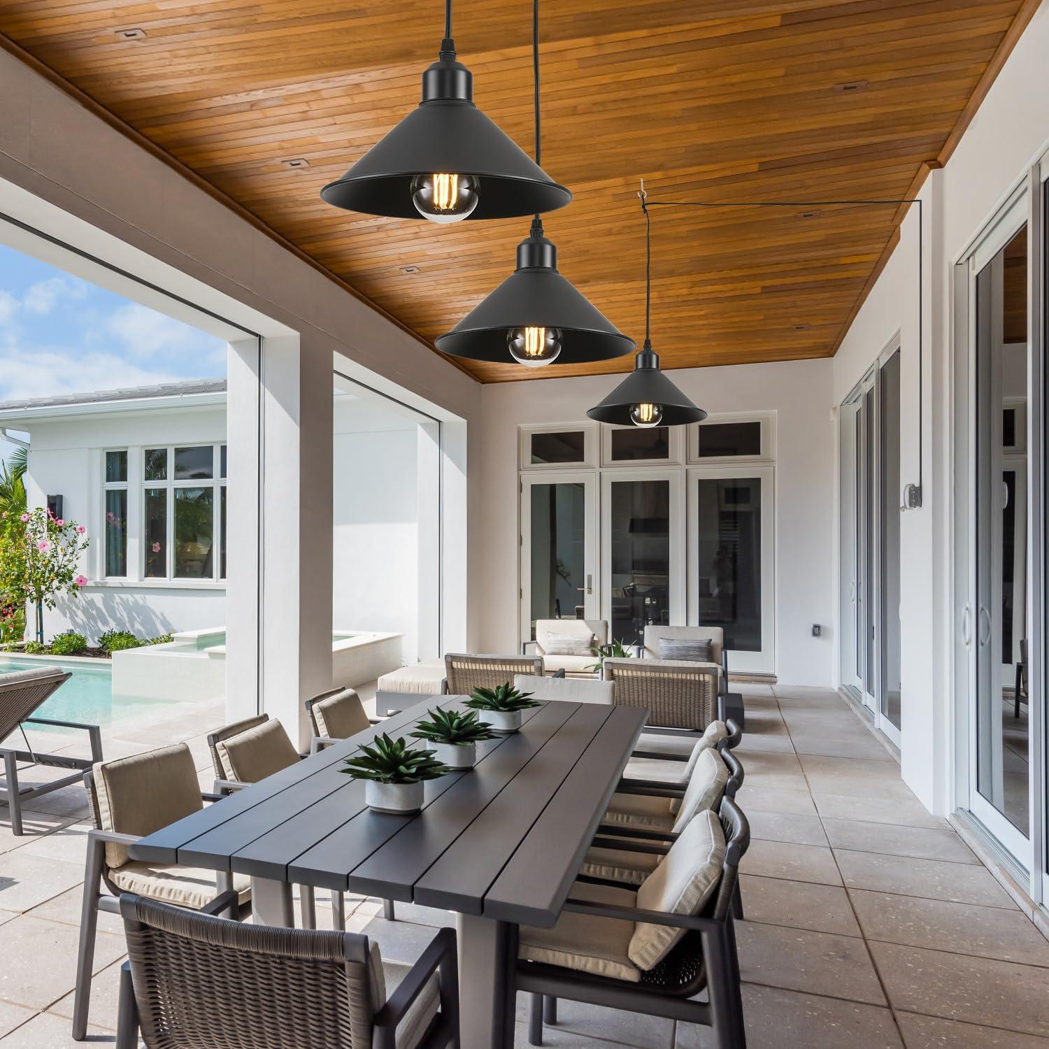 2-Pack Black Pendant Lights, 11.81'' Modern Pendant Lights Kitchen Island, Dome Large Pendant Light for Dining Room Foyer Bedroom Entryway Hallway Light Fixtures