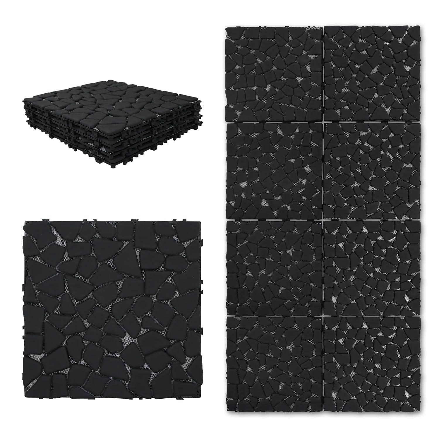 12'' L x 12'' W Stone Interlocking Deck Tile