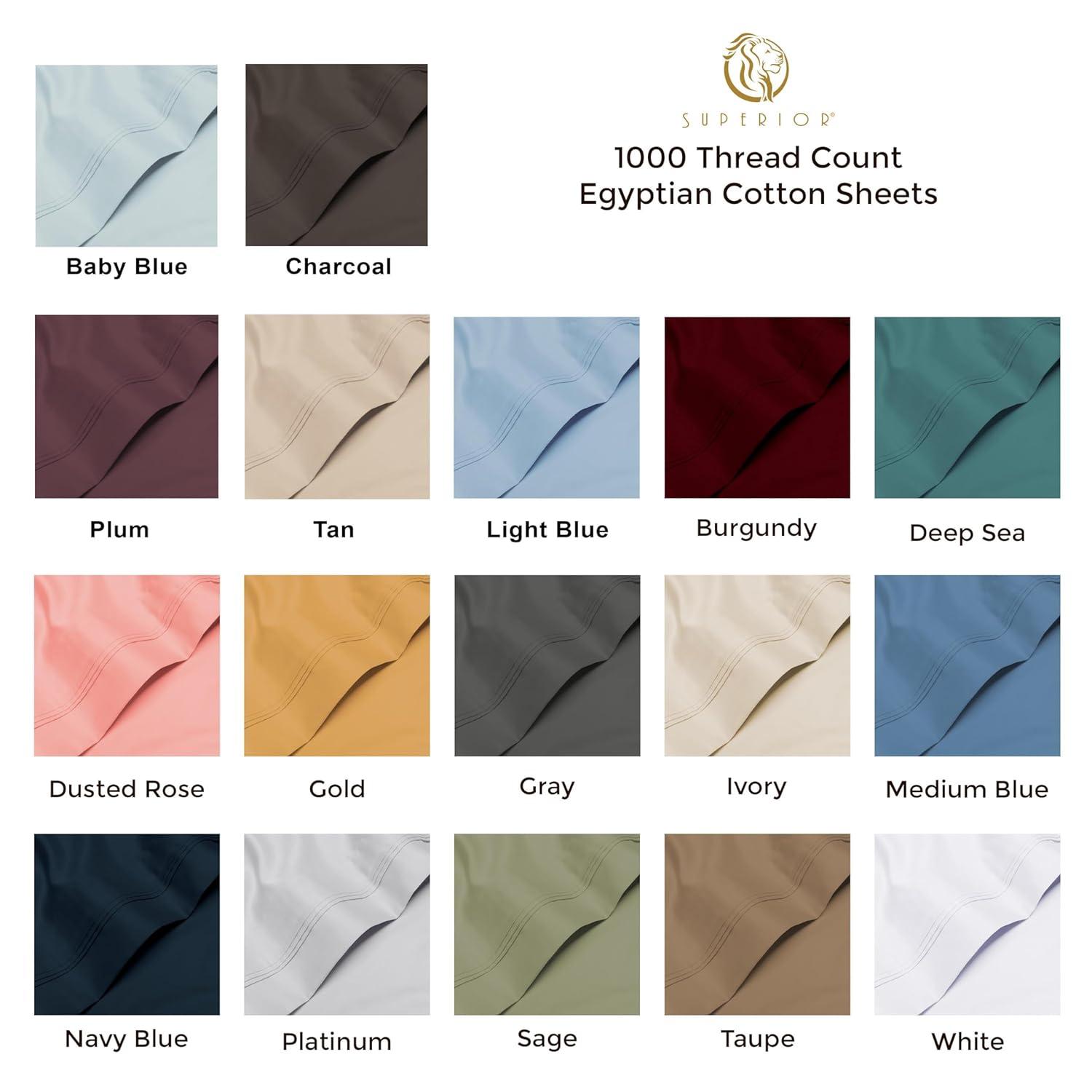 Superior Egyptian Cotton Deep Pocket 1000 TC Sheet Set, King, Platinum