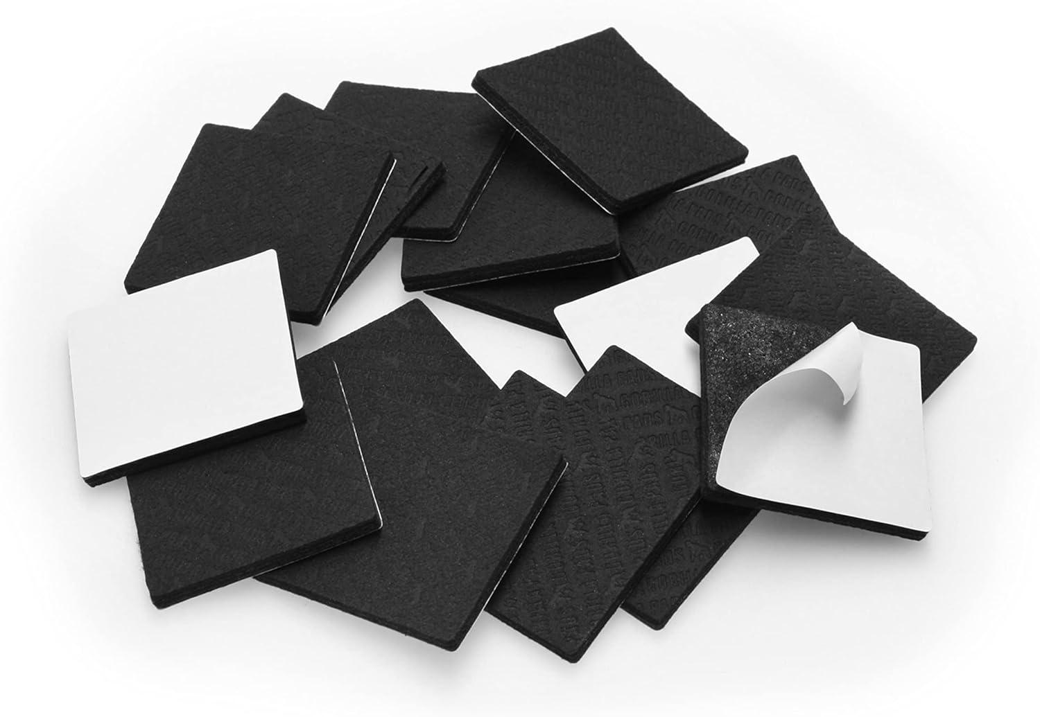 Slipstick GorillaPads CB153-16 Non Slip Furniture Pads/Gripper Feet Floor Protectors (Set of 16) Premium 2 Inch Square Self Adhesive Rubber Stoppers for Furniture Legs, Black, CB153-16