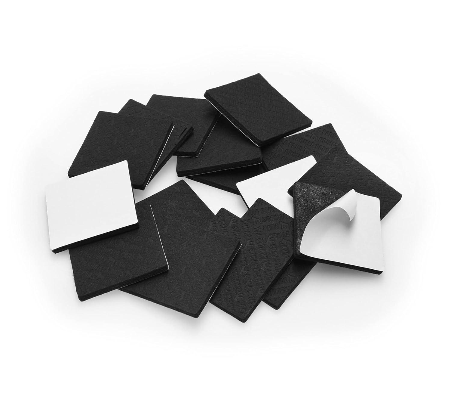 Slipstick GorillaPads CB153-16 Non Slip Furniture Pads/Gripper Feet Floor Protectors (Set of 16) Premium 2 Inch Square Self Adhesive Rubber Stoppers for Furniture Legs, Black, CB153-16