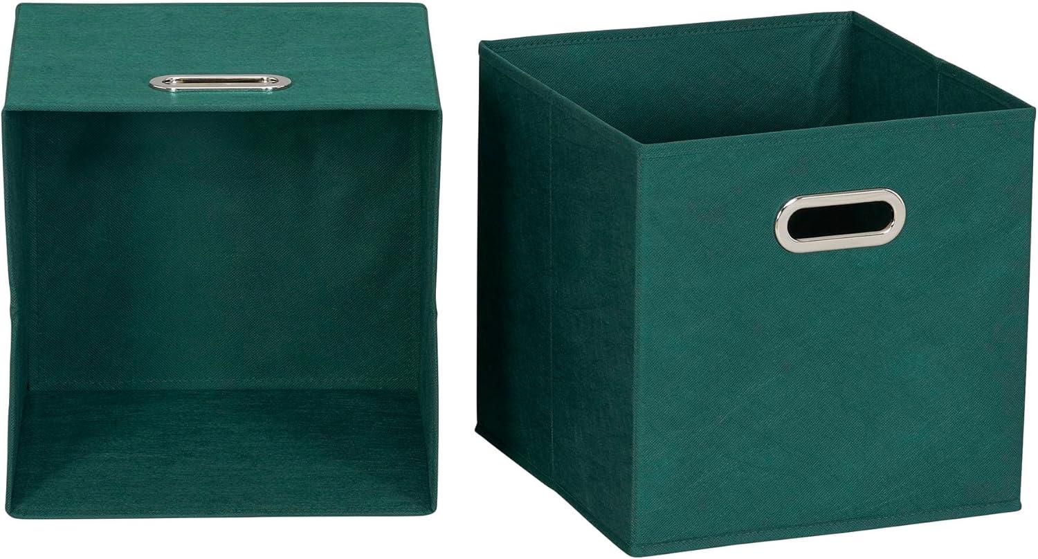 Household Essentials 11" Set of 6 Storage Bins Forest Green: 11 Inch Cube Storage, Polypropylene, Handles, Folds Flat