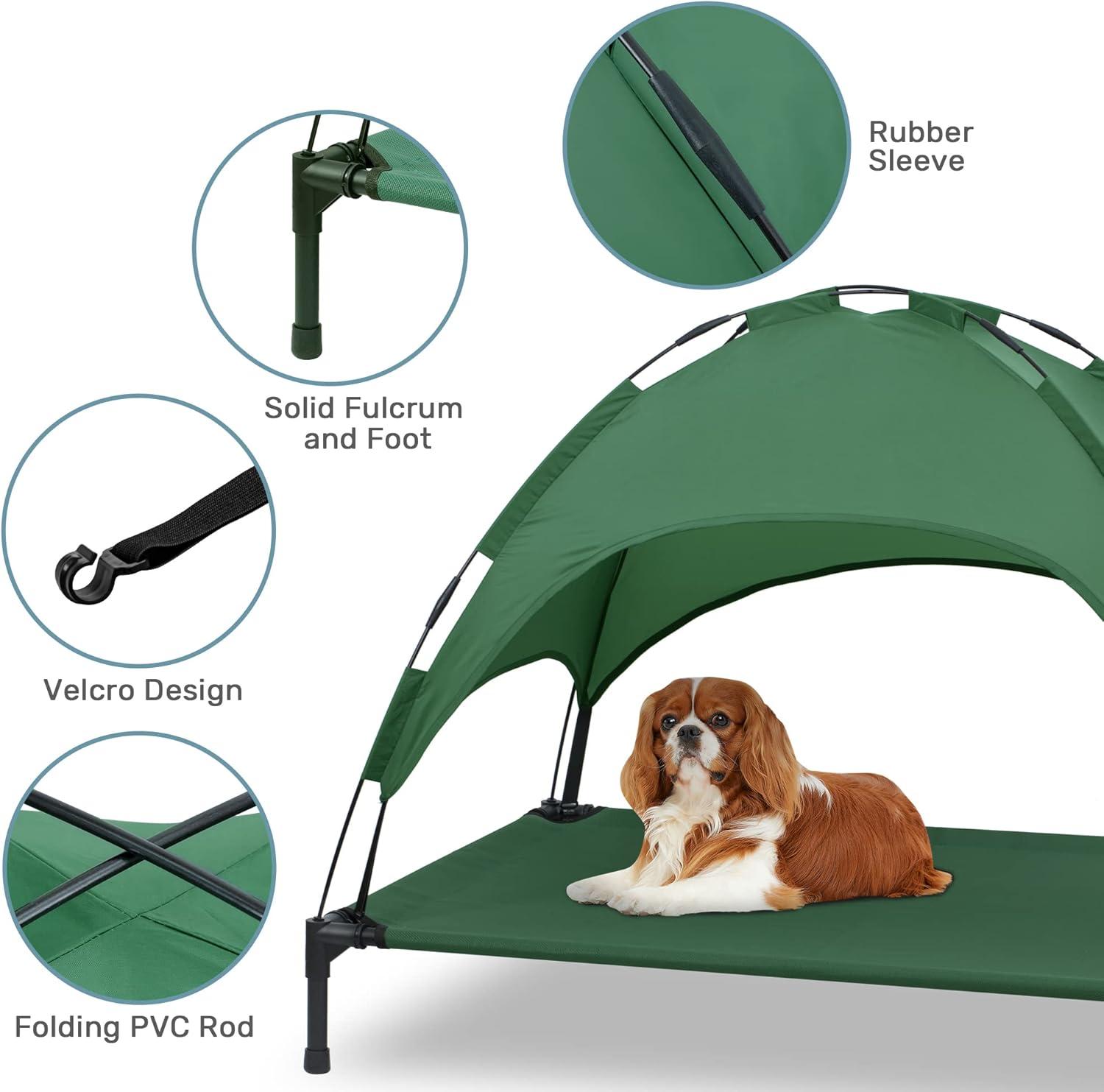 Tucker Murphy Pet™ Elevated Dog Bed With Canopy, Outdoor Dog Cot With Removable Canopy Shade Tent, Raised Pet Cot