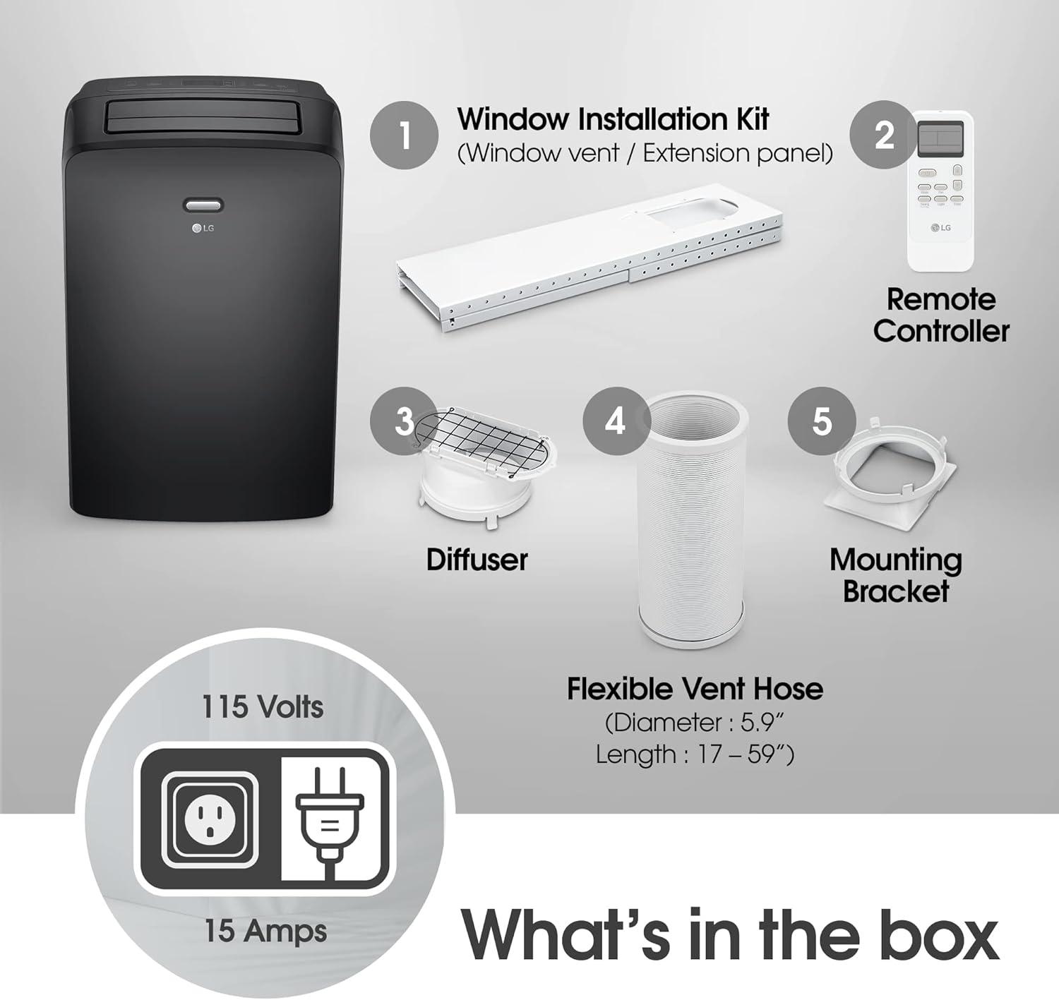 LG 8000 BTU Gray Portable Air Conditioner with WiFi and Remote