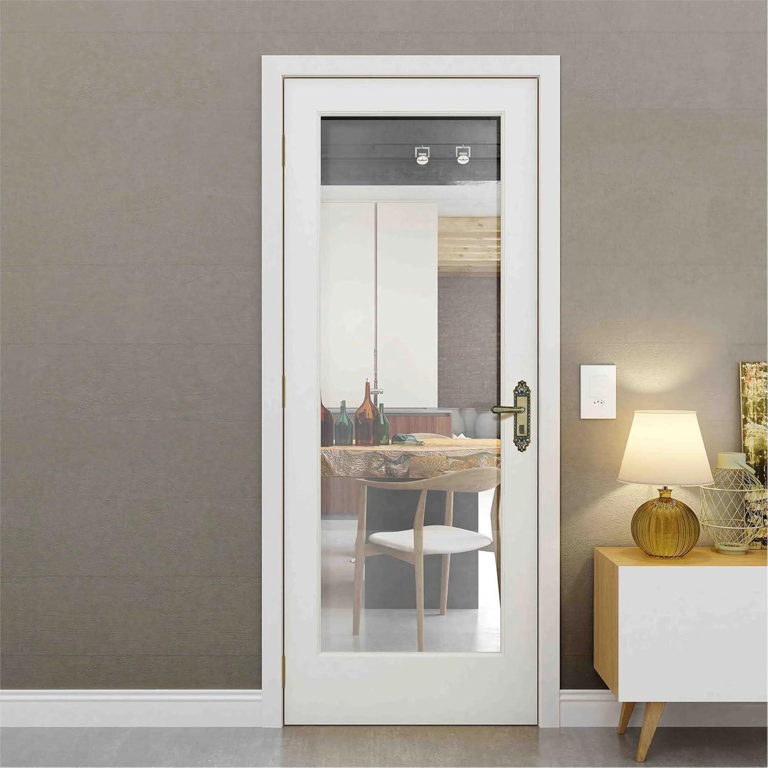 National Door Company ZZ09296L Primed MDF 1 Lite Clear Glass, Left Hand Prehung Interior Door, 30" x 80"