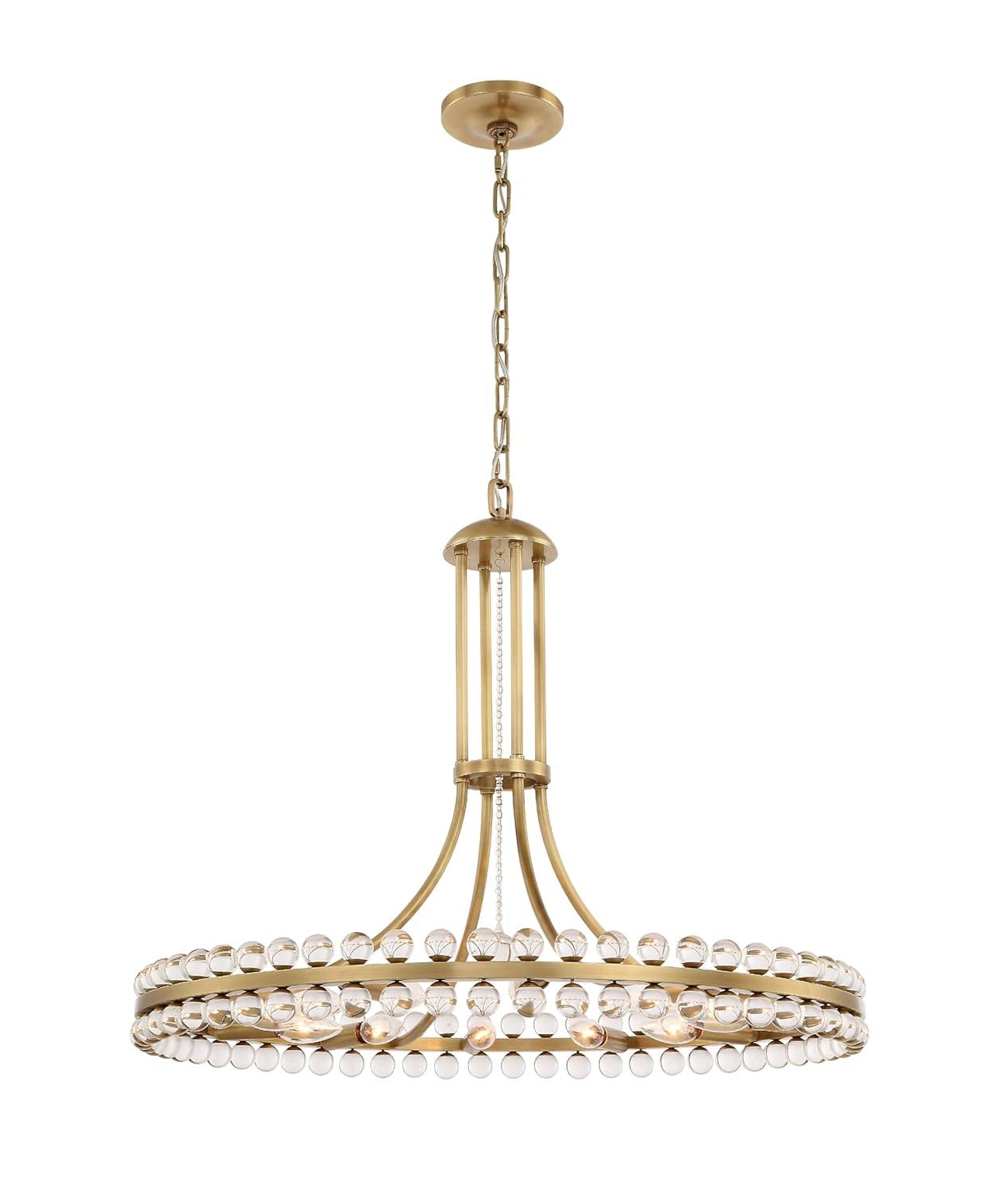 Brushed Nickel and Glass 12-Light Chandelier