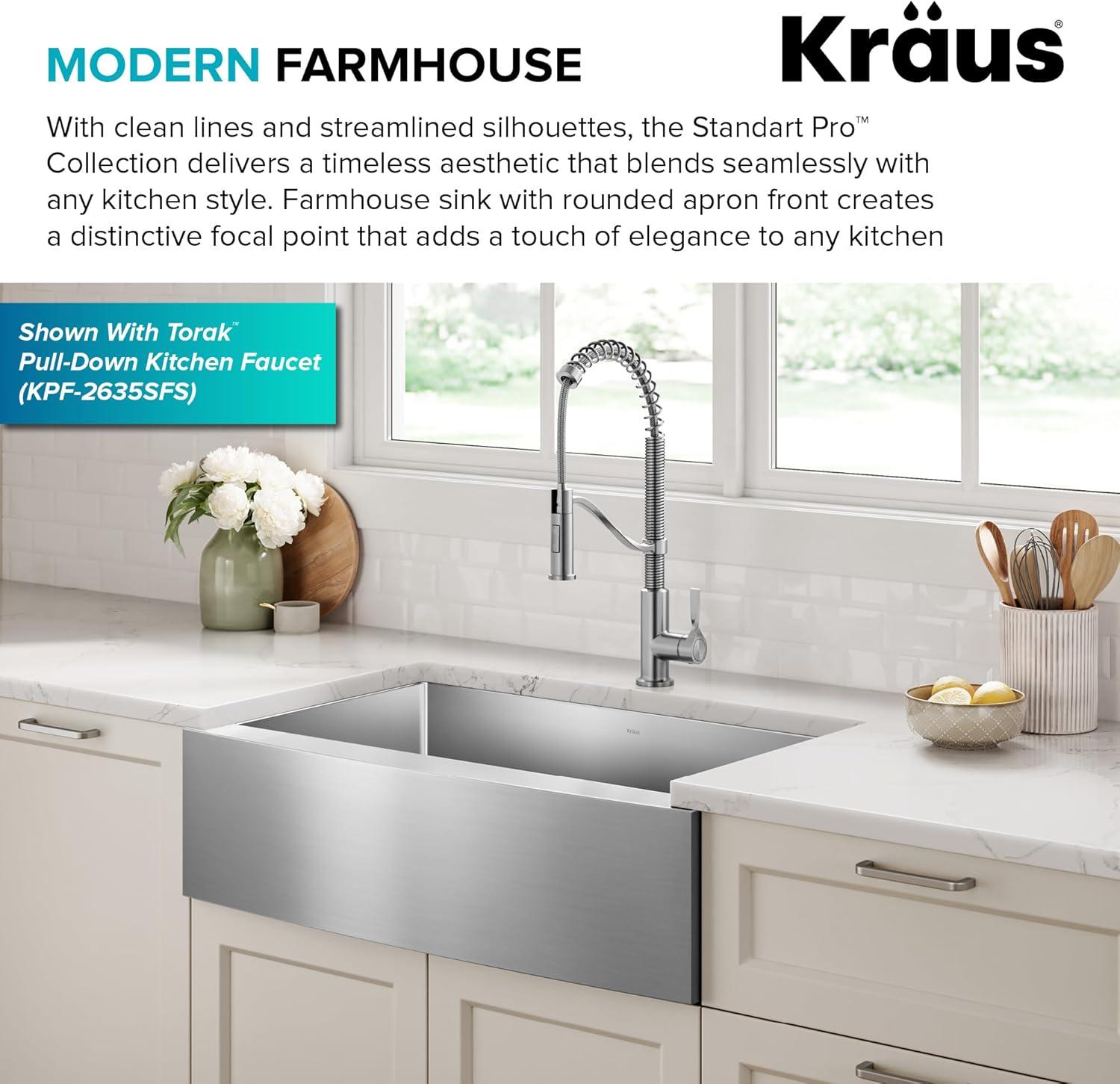 LUKX Farmhouse Single Bowl Stainless Steel Kitchen Sink HU3322S