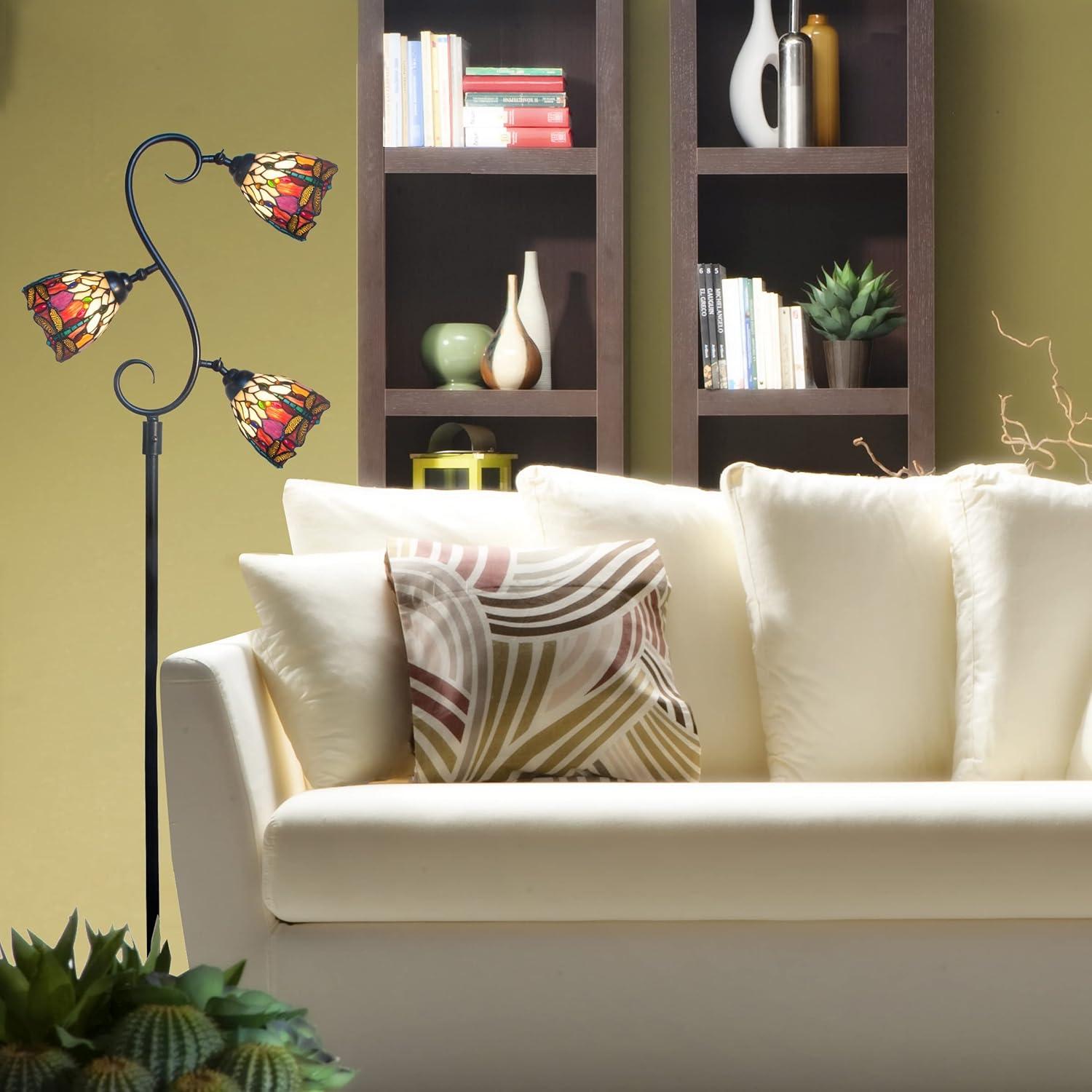 Dale Tiffany 3-Light Metal & Art Glass Floor/Torchiere Lamp in Bronze