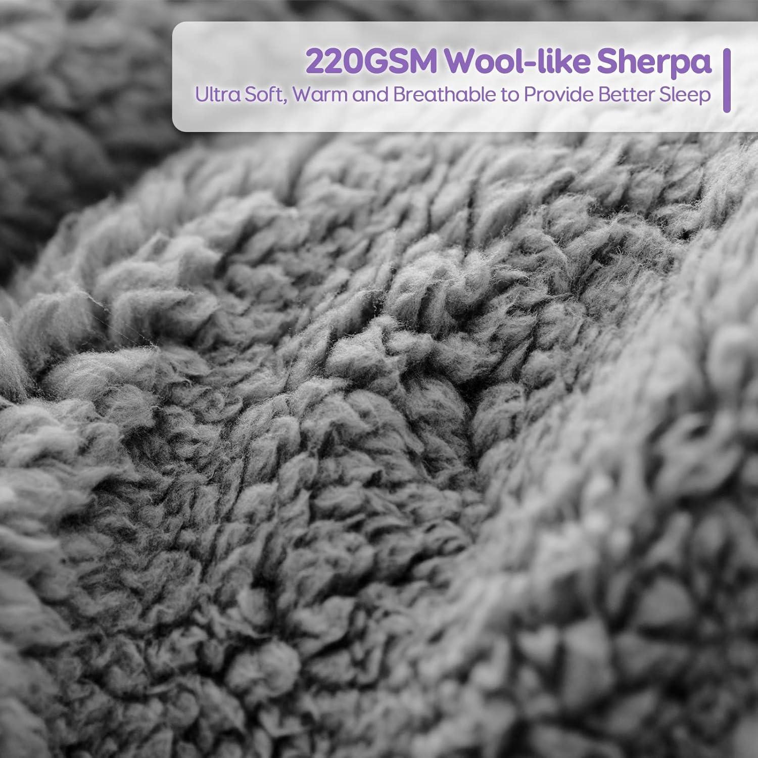 Cottonblue Faux Fur Weighted Blanket 15 lbs, Long Fur Fluffy Weighted Blanket Twin Size for Adults, Cozy Warm Fuzzy Sherpa Reverse Heavy Blanket for Sofa Bed Couch, 48 x 72 Inches, Morandi Grey