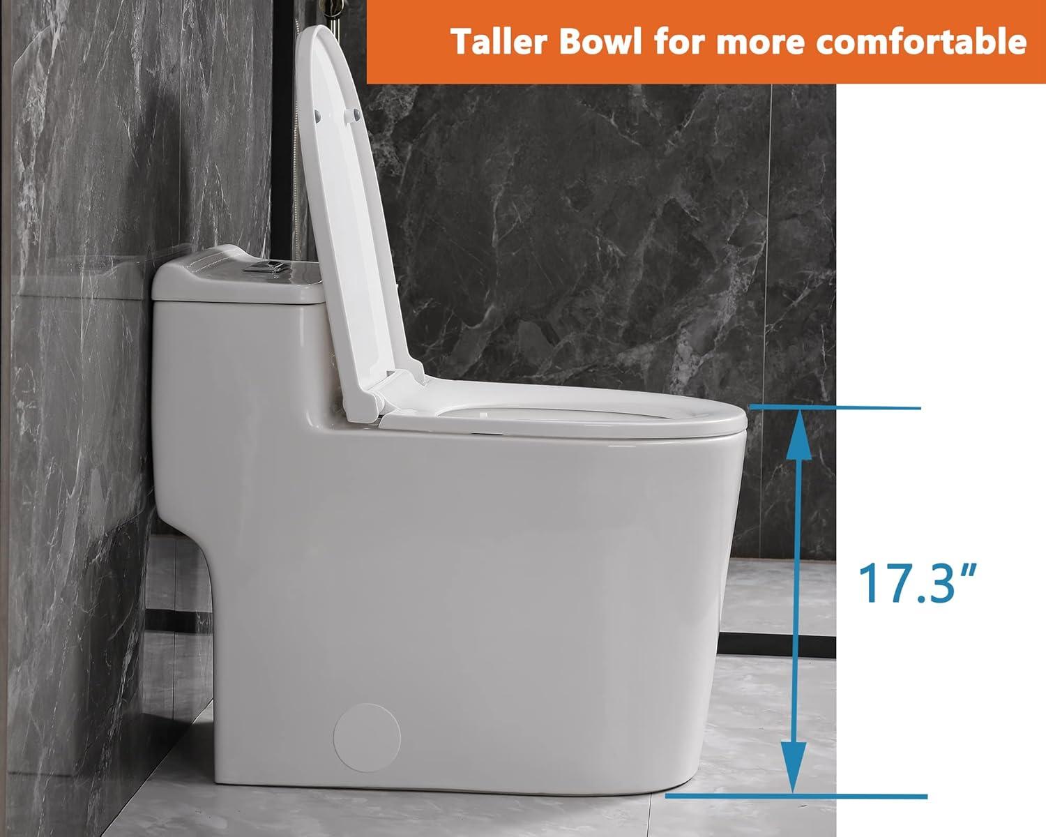 SouNor 1.6 Gallons GPF Elongated Chair Height Floor Mounted One-Piece Toilet (Seat Included)