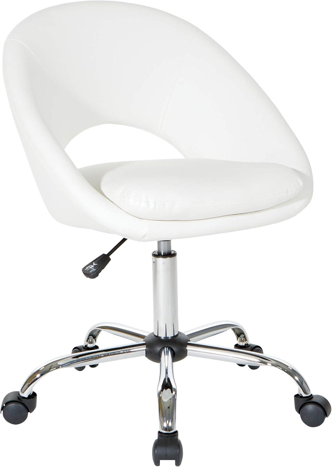 White Leather Adjustable Modern Swivel Office Chair