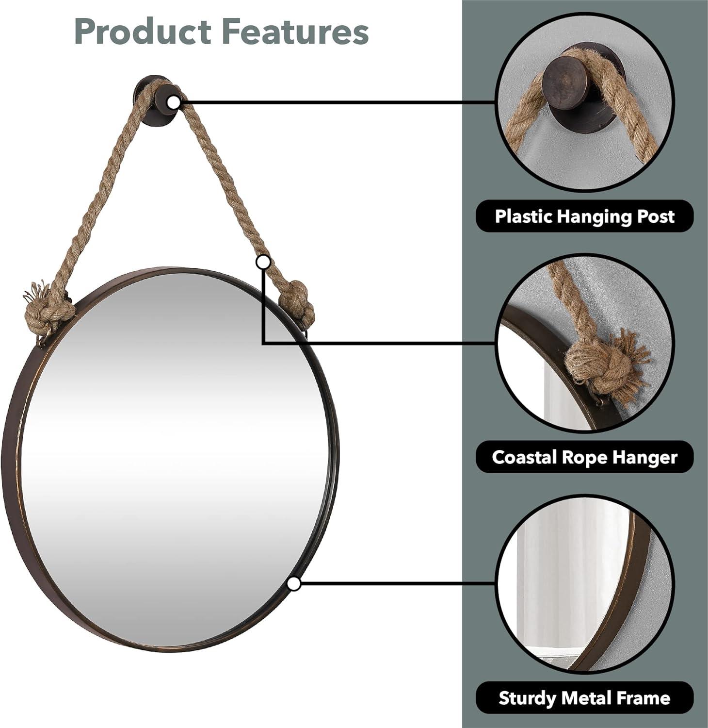 FirsTime & Co. Bronze Dockline Wall Mirror, Coastal, Round, 22 x 2 x 33.5 in