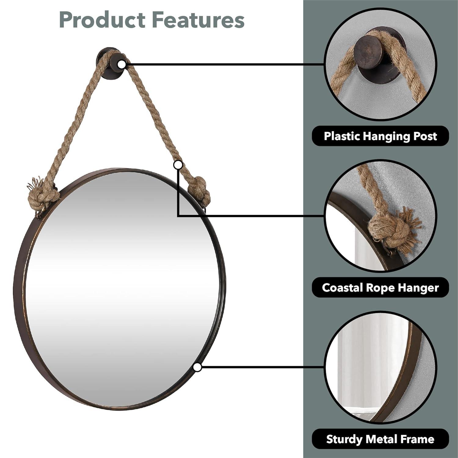 FirsTime & Co. Bronze Dockline Wall Mirror, Coastal, Round, 22 x 2 x 33.5 in