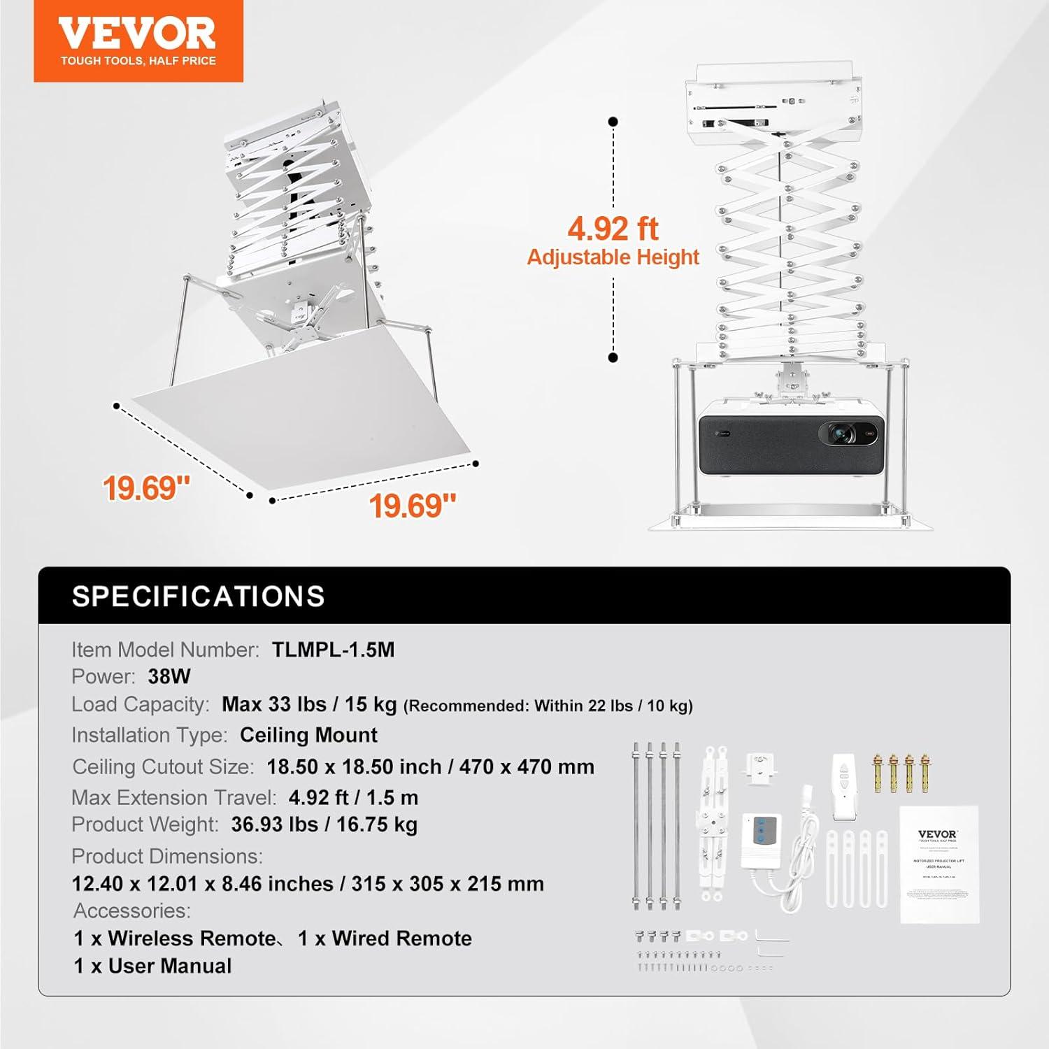 Rebrilliant Projector Stand Laptop Stand Tripod Adjustable Height from 26.97 to 63 in