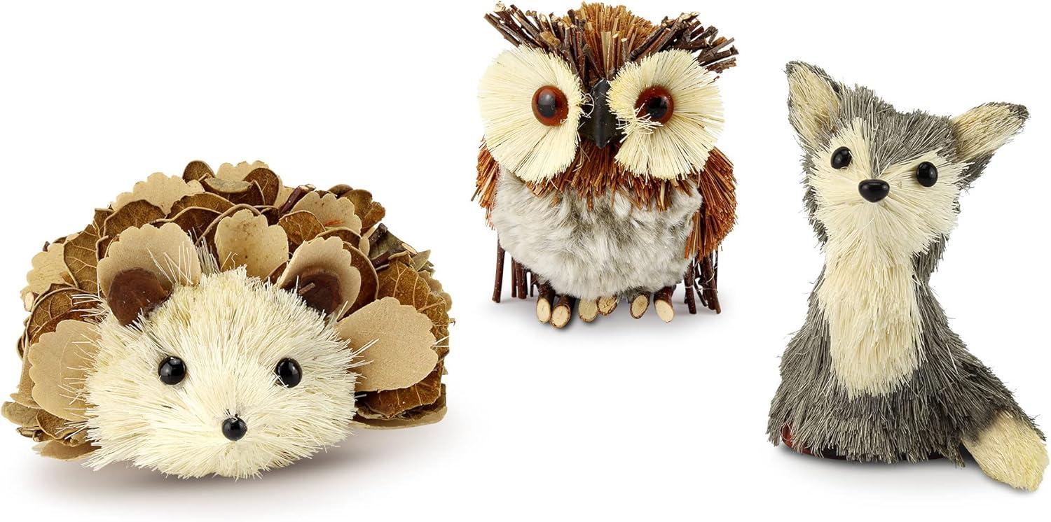 Woodland Friends Fall Winter Owl Fox Hedgehog Figurines Set