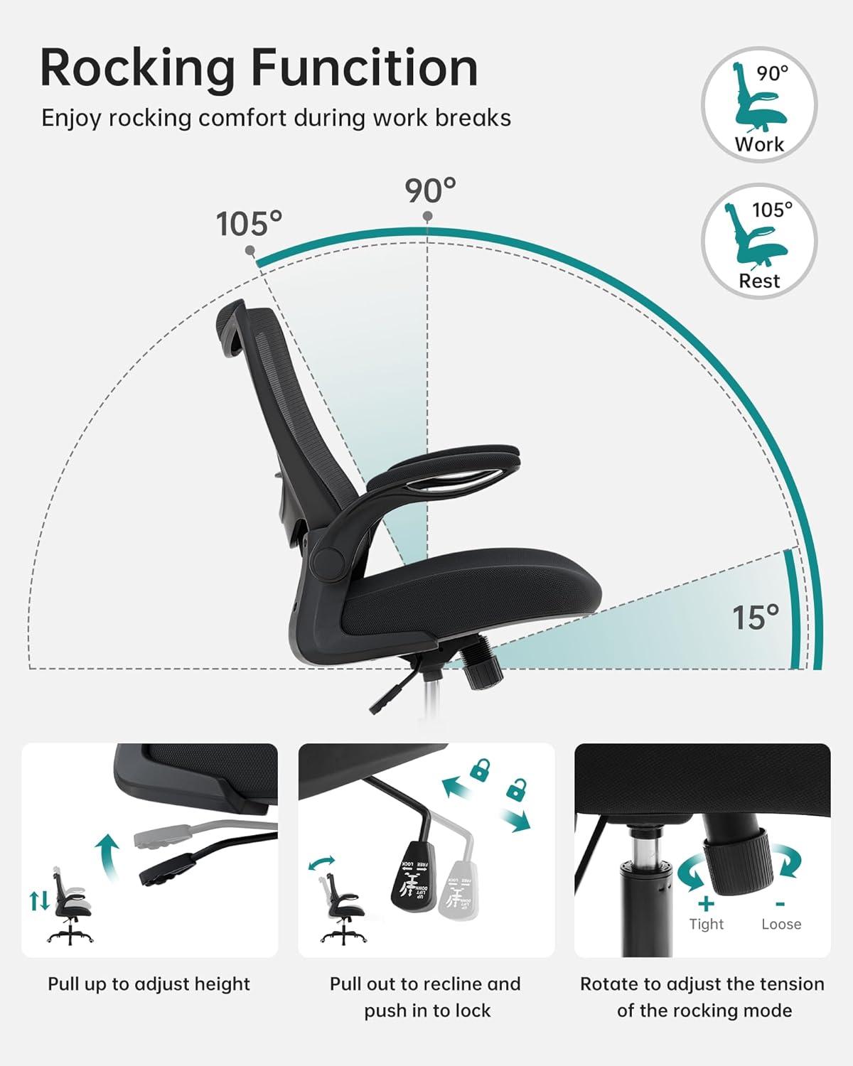 Black Mesh Ergonomic Swivel Task Chair with Adjustable Lumbar Support