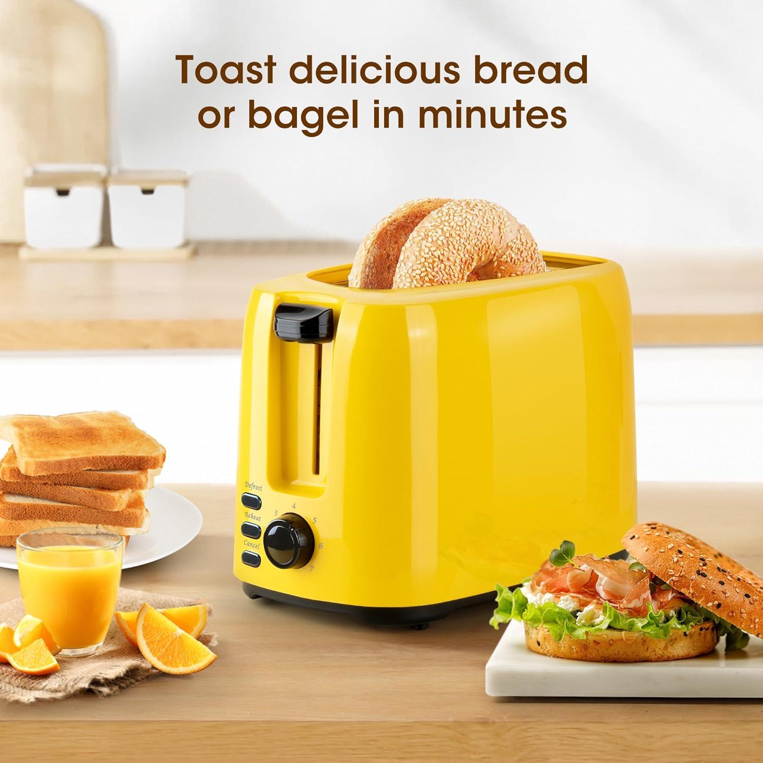 JADOOG 2 Slice Toaster, 1.3 Inches Wide Slot Bagel Toaster With 7 Shade Settings And Double Side Baking