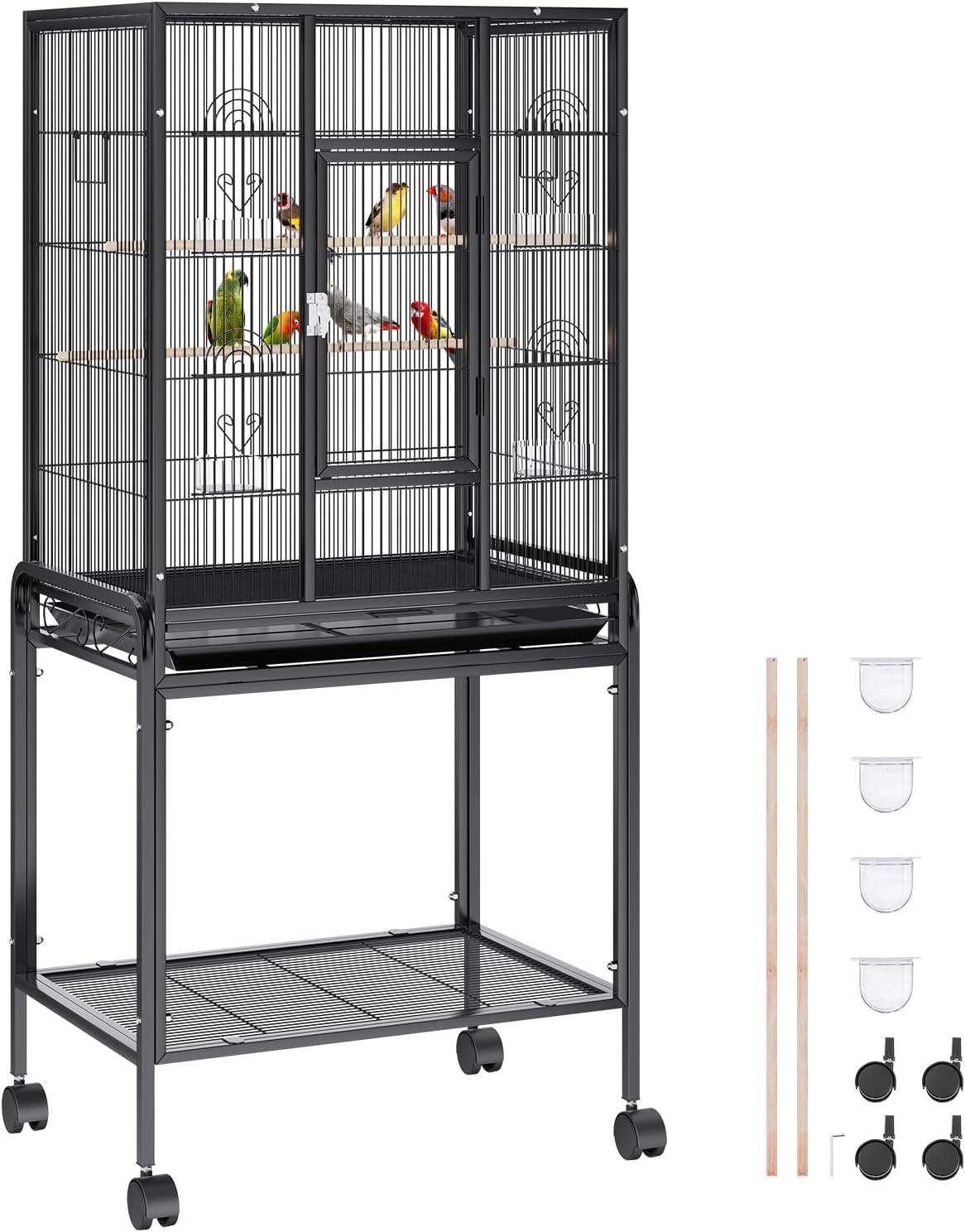 VEVOR Carbon Steel Flight Bird Cage for Parakeets, Cockatiels, Parrots 25*17*53inches