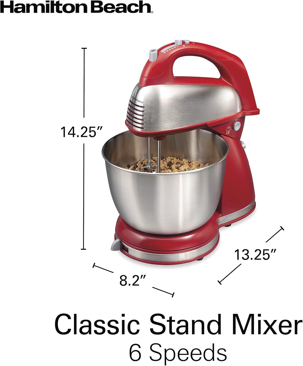 Red Stainless Steel 4 Quart Stand and Hand Mixer with Attachments