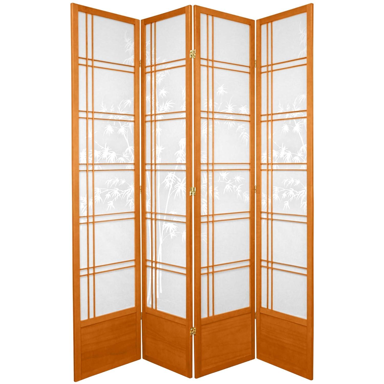 Extra Tall Honey Bamboo Shoji Screen with 4 Panels