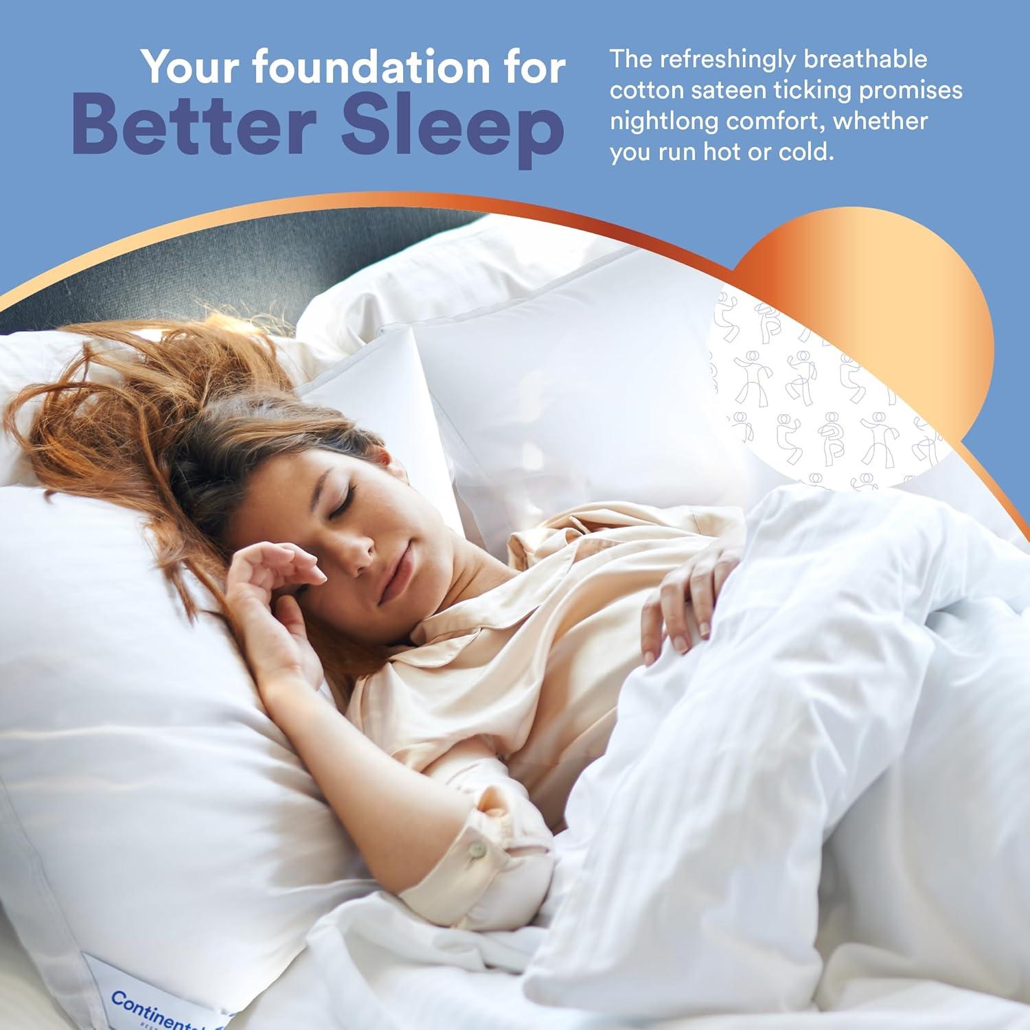 Continental Bedding Siberian 800FP 100% Goose Down Pillow Soft Support King Size Pack of 1