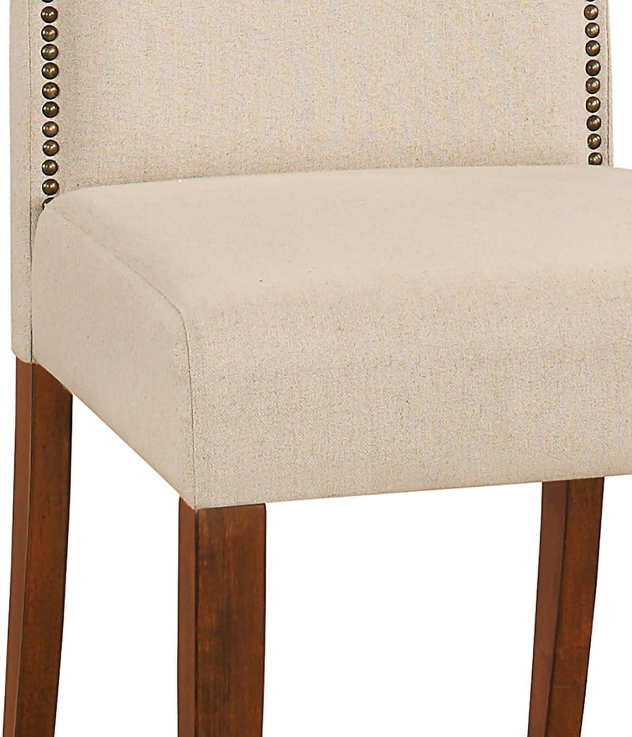 Carolina Living Florence Parson Chair Dark Chestnut: Upholstered Linen & Cotton, Nailhead Trim, Wood Legs
