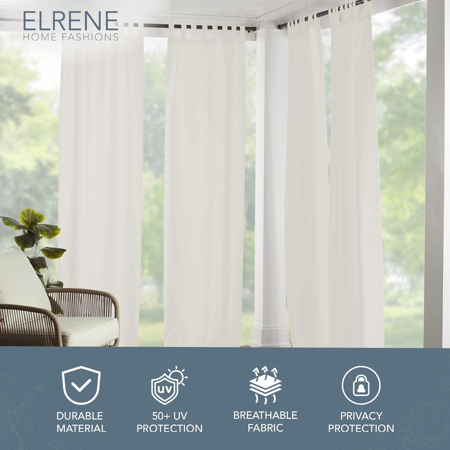 Elrene Matine Solid Tab Top Indoor/Outdoor Single Window Curtain for Patio, Pergola, Porch, Cabana, Deck, Lanai - Elrene Home Fashions