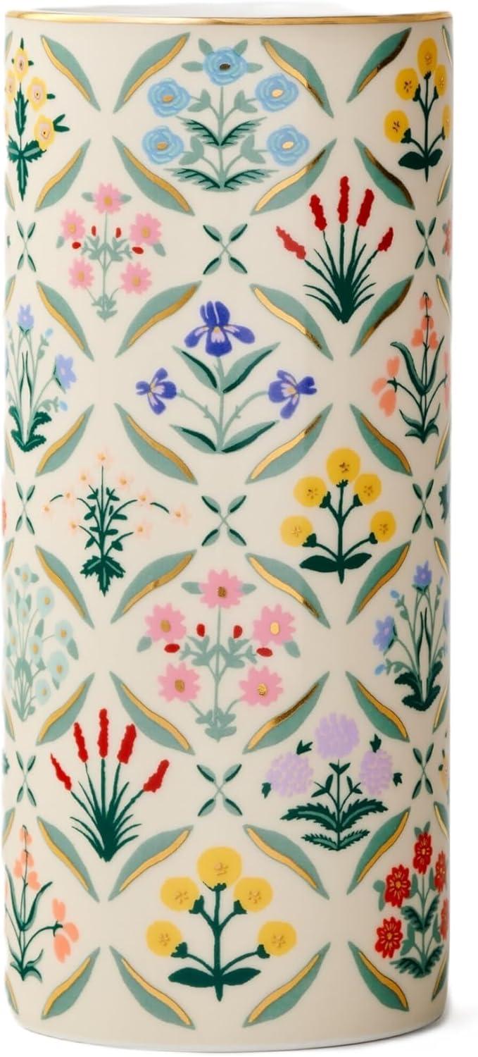 RIFLE PAPER CO. Estee Porcelain Vase for Room and Home Décor, Brighten Up a Living Room, Kitchen Table, or Farmhouse, Large Vase for Tabletop Centerpieces or Bookshelves