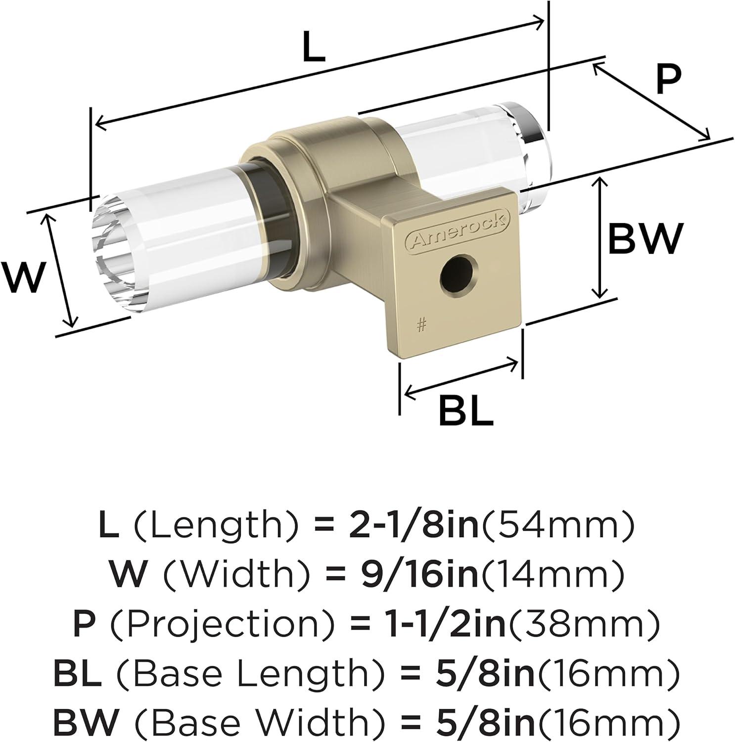 Amerock Glacio 2-1/8 inch (54mm) Length Clear/Golden Champagne Cabinet Knob