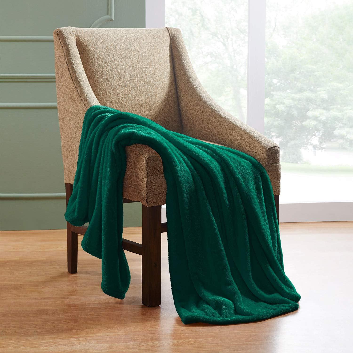 Superior Super Soft Plush Fleece Blanket, Adult/Teen, Throw 50" x 60", Evergreen