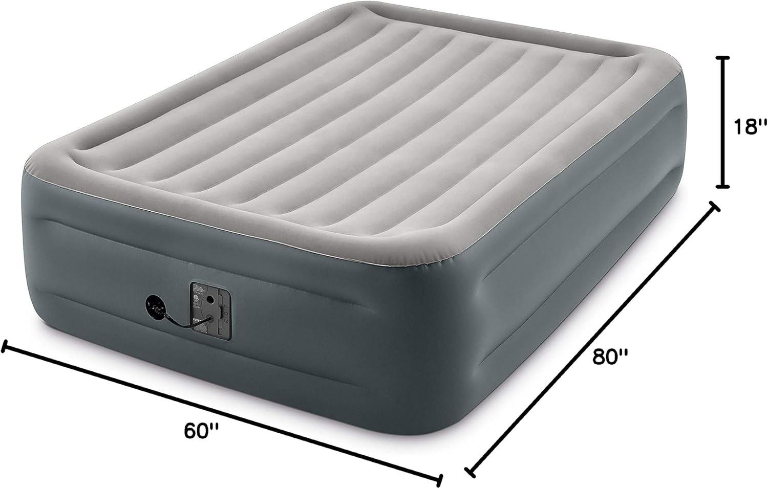 Queen Size Gray and White Air Mattress with Internal Pump