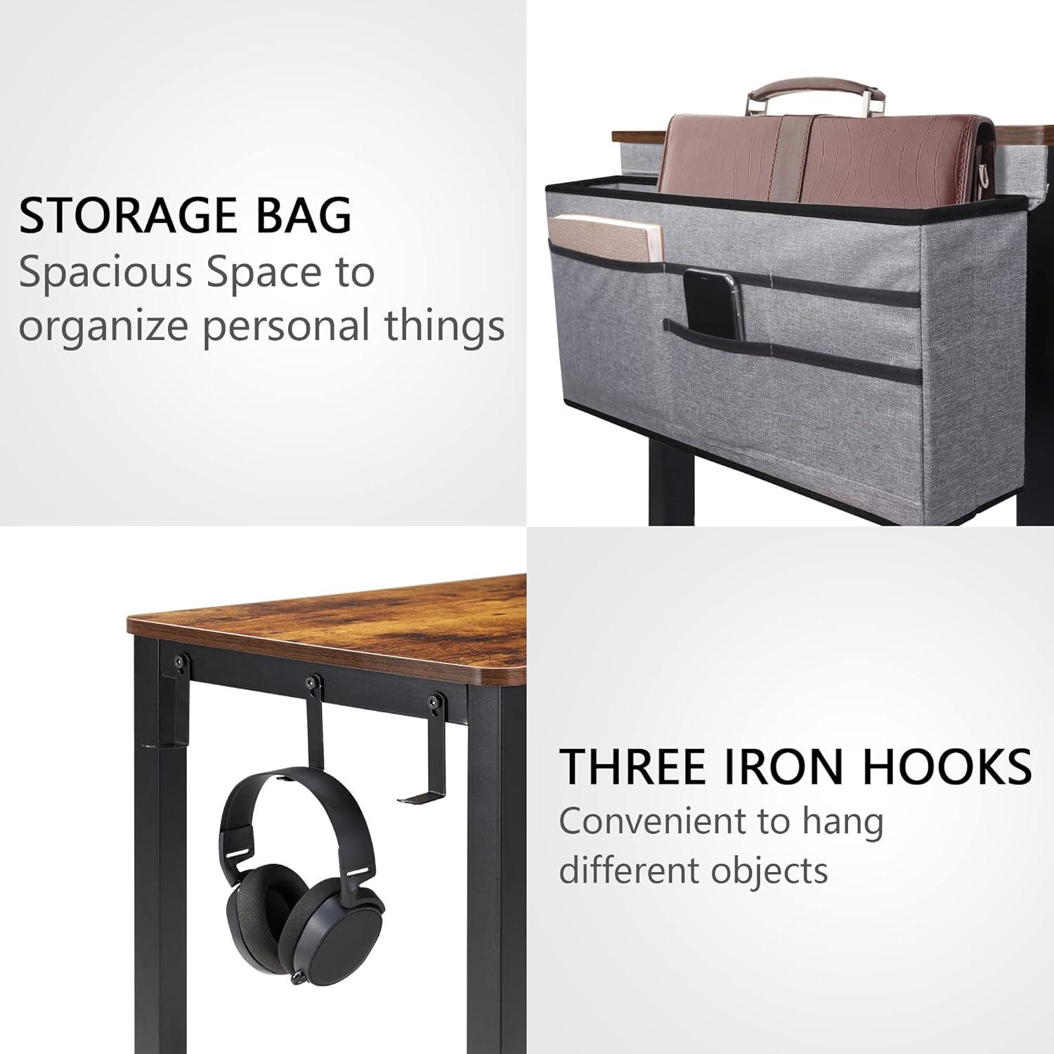 AHB 39" Rolling Computer Desk with 4 Smooth Wheels, Simple Style Mobile Writing Desk Home Office Study Table Movable Workstation with Metal Frame