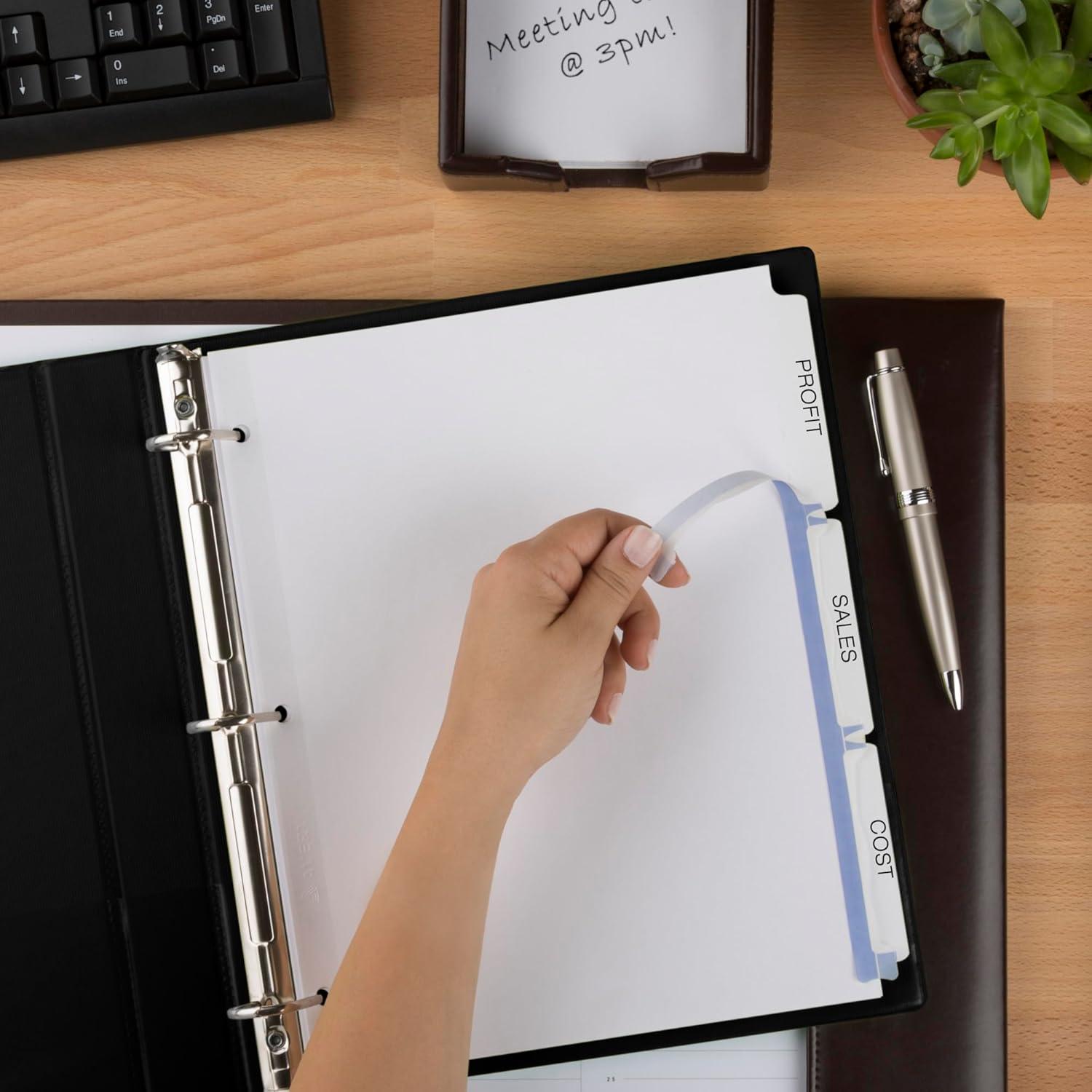 Avery Print & Apply Clear Label Dividers w/White Tabs 3-Tab Letter 5 Sets 11435