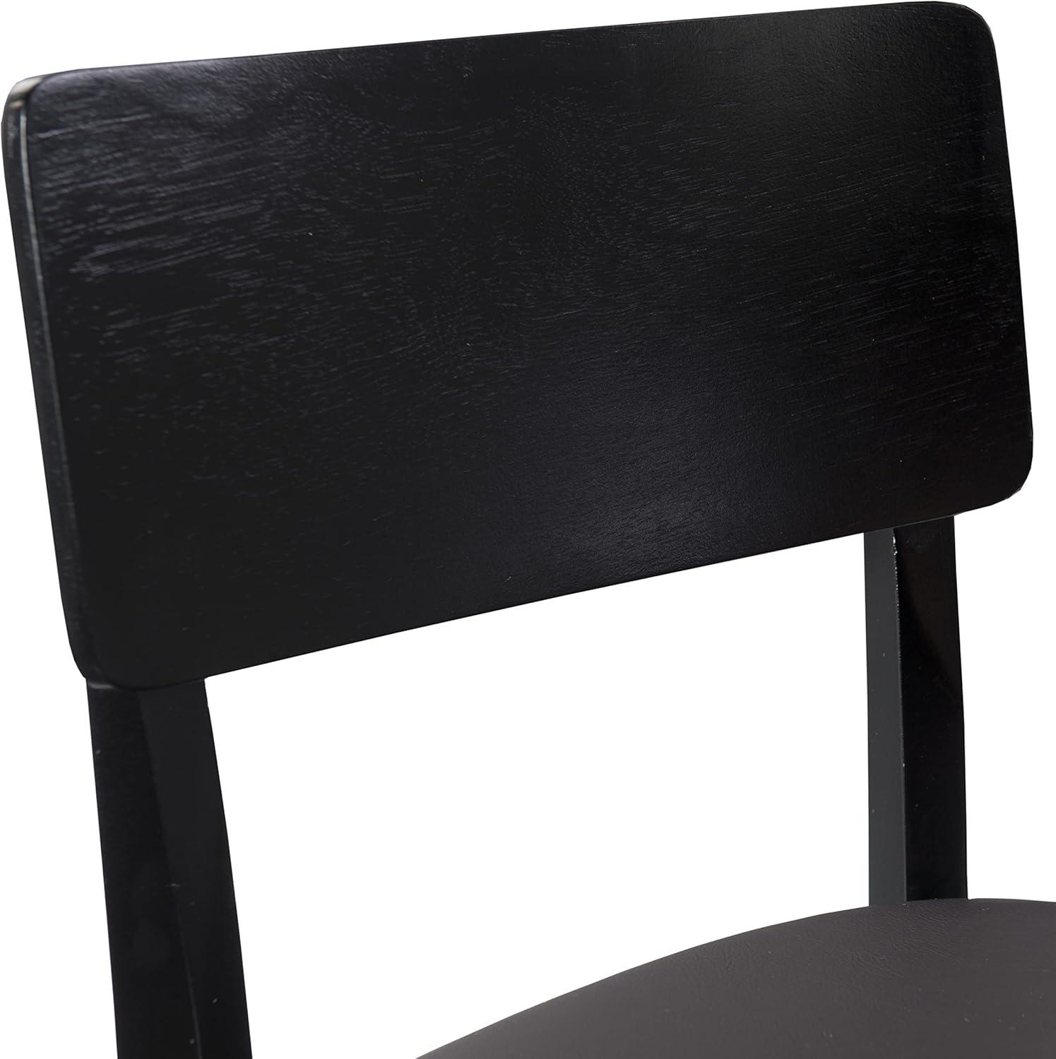 Linon 29" Torino Padded Seat Faux Leather Contemporary Barstool Hardwood/Black: Vinyl Upholstery, Wood Legs, Foam Fill