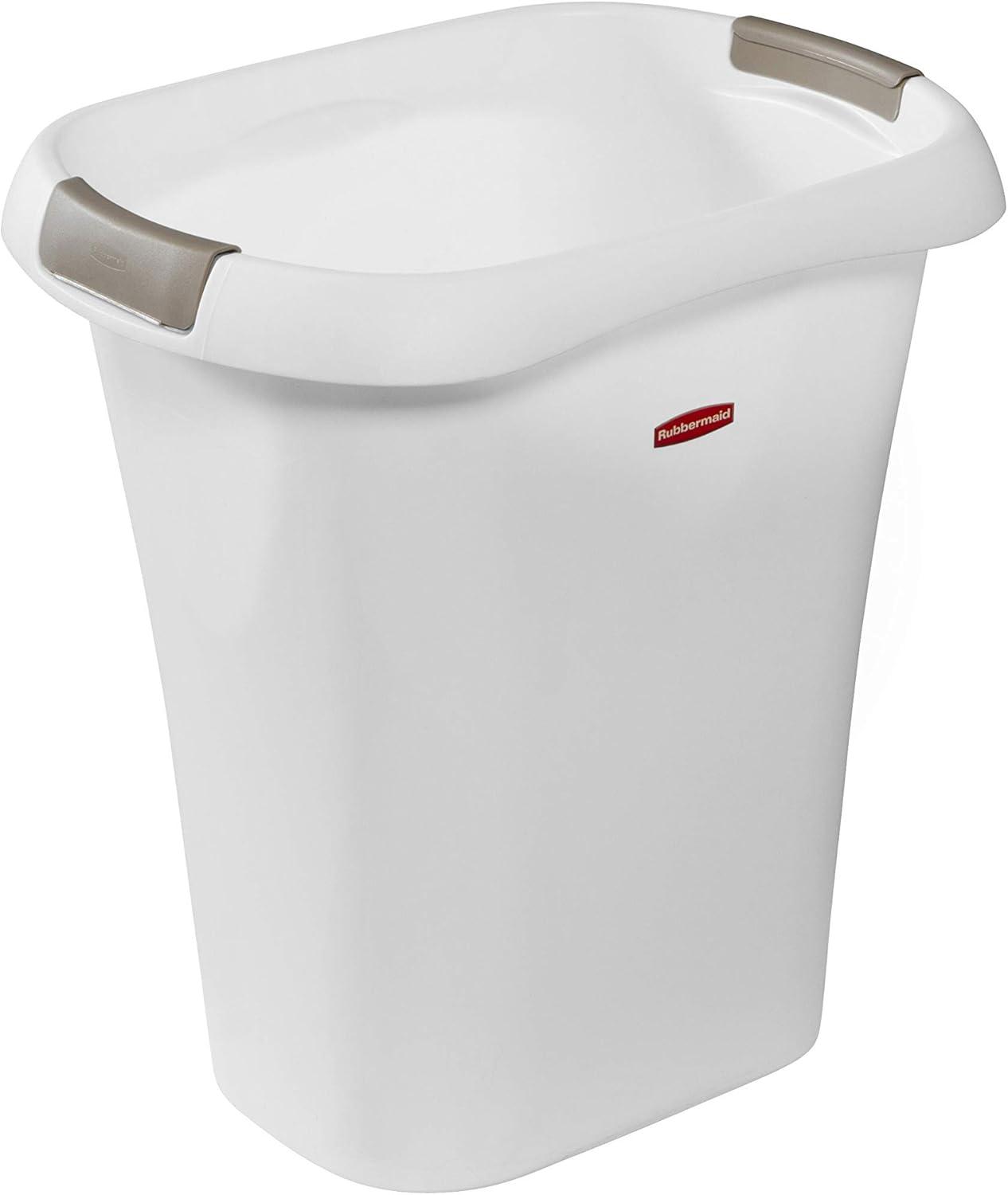 White Polypropylene Tapered Trash Can with Liner Lock