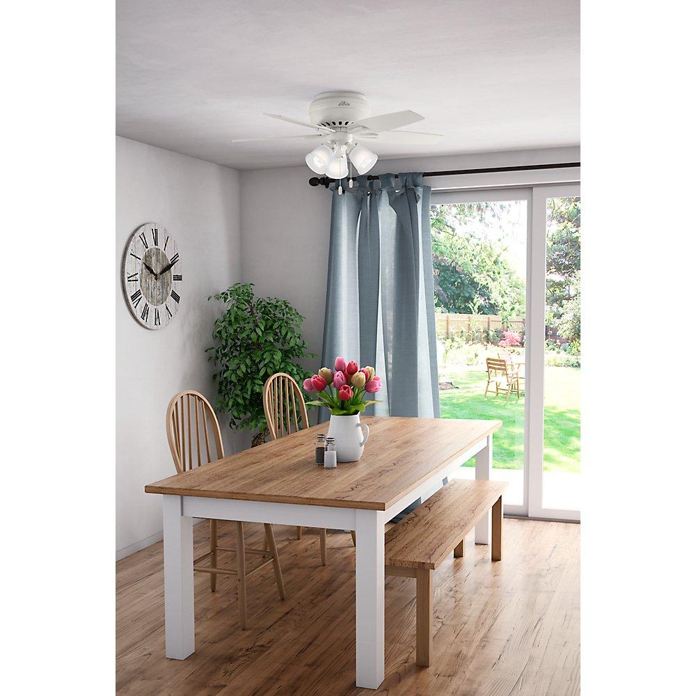 Hunter Fan Newsome 42" 5 - Blade Traditional Indoor Flush Mount Ceiling Fan with Lights and Pull Chains