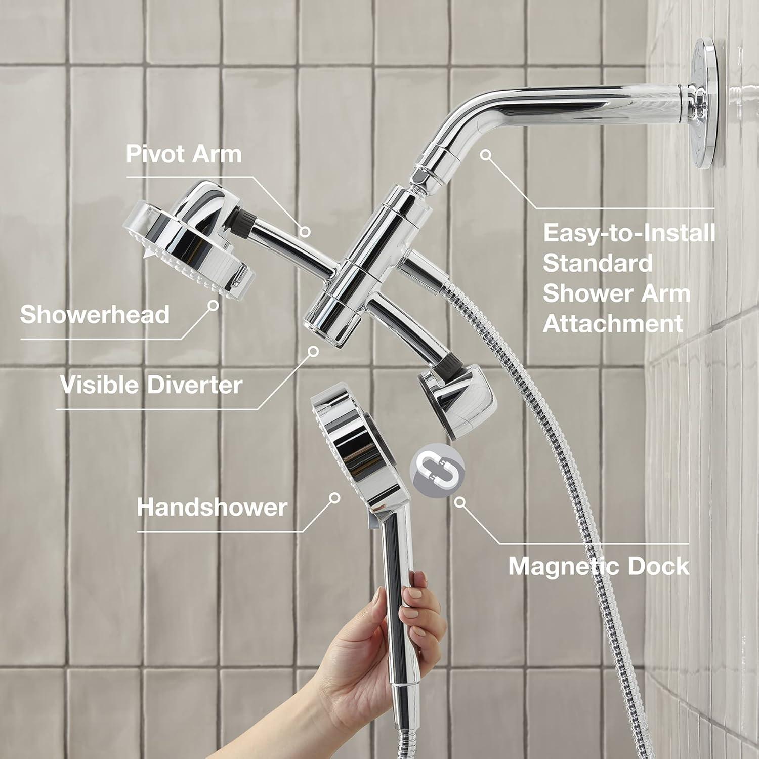 Awaken 2-In-1 Multifunction Shower Combo Kit, Showerhead and Handshower Set, 2.5 GPM