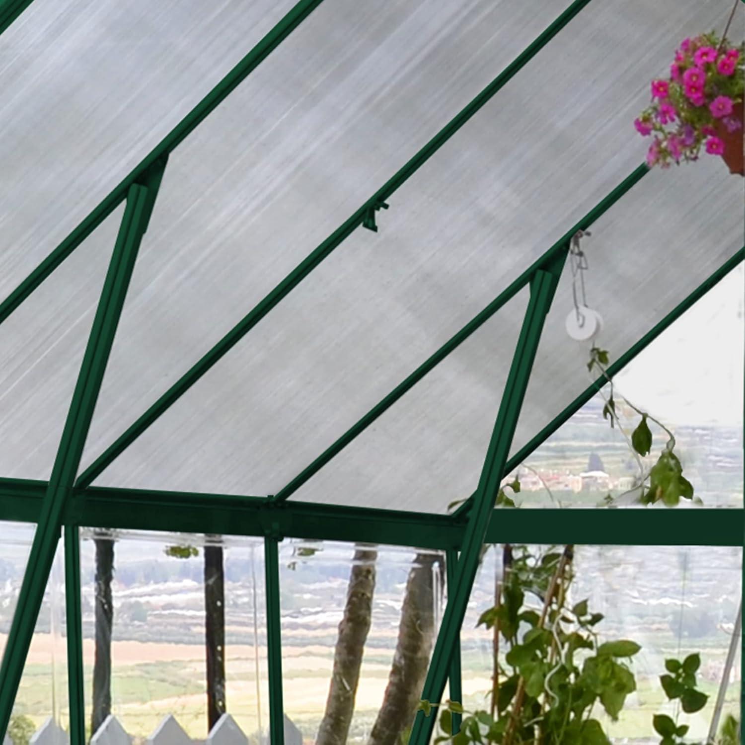 Green and Clear Aluminum Polycarbonate 8' x 12' Greenhouse