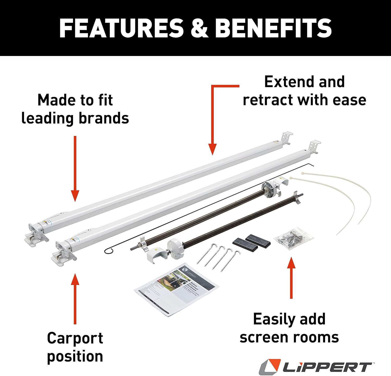 Lippert 434718 Classic Universal Awning Hardware Kit - 68" to 81" Standard, White