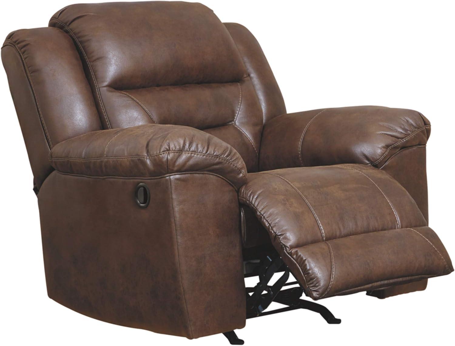 Chocolate Faux Leather Recliner with Metal Frame