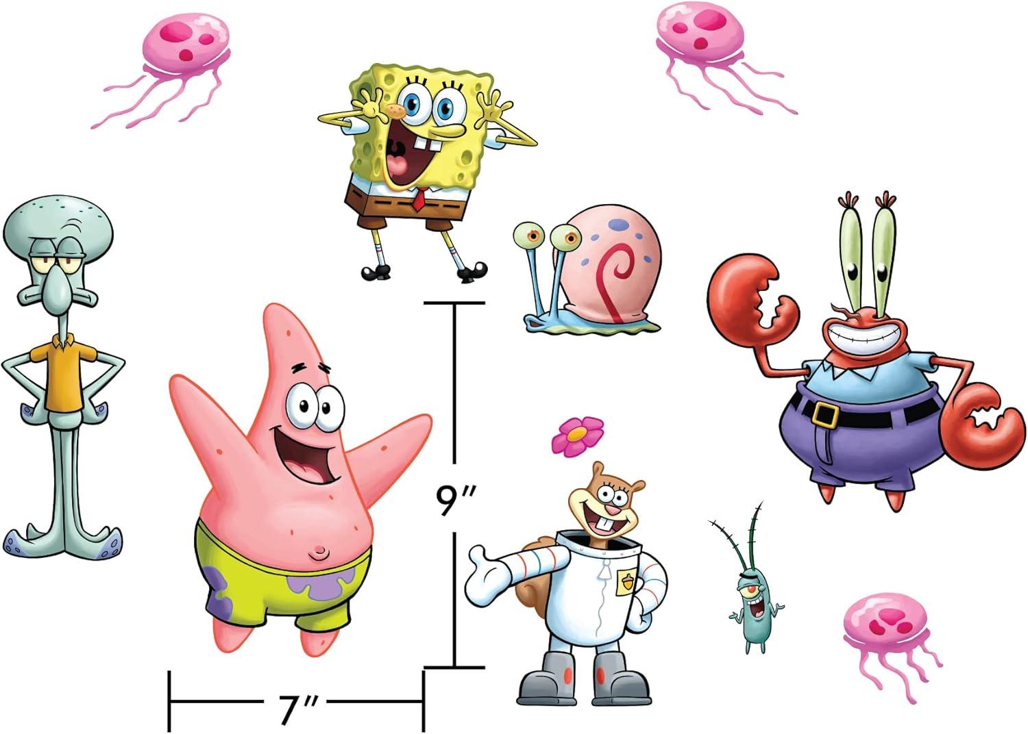SpongeBob SquarePants Wall Decals - Patrick Star, Squidward, Mr. Krabs, Gary, Plankton, Sandy Cheeks Vinyl Wall Sticker Bedroom Decorations Peel and Stick Room Decor
