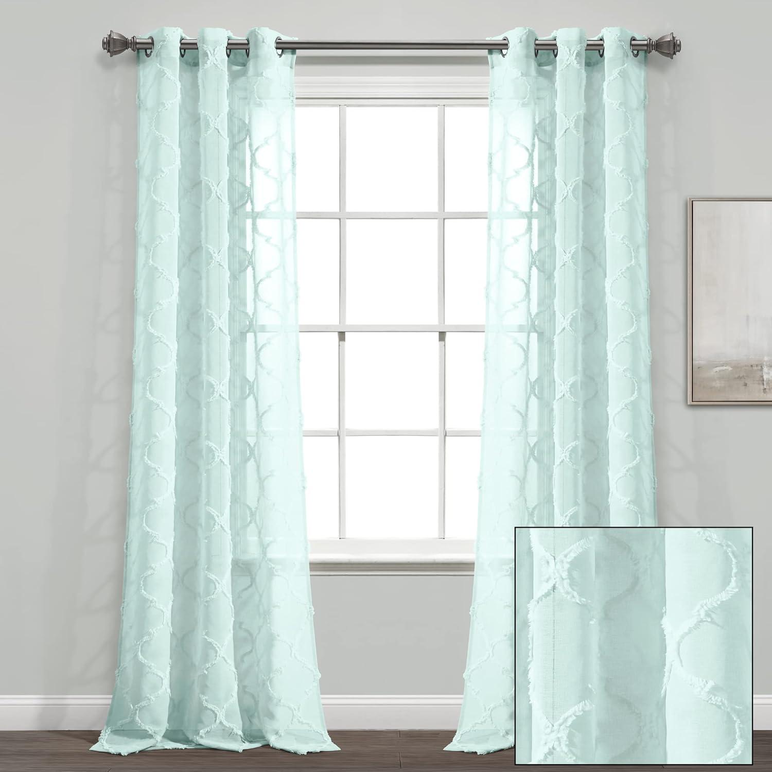 Lush Decor Avon Trellis Grommet Sheer Window Panels - Beige - 95 x 38