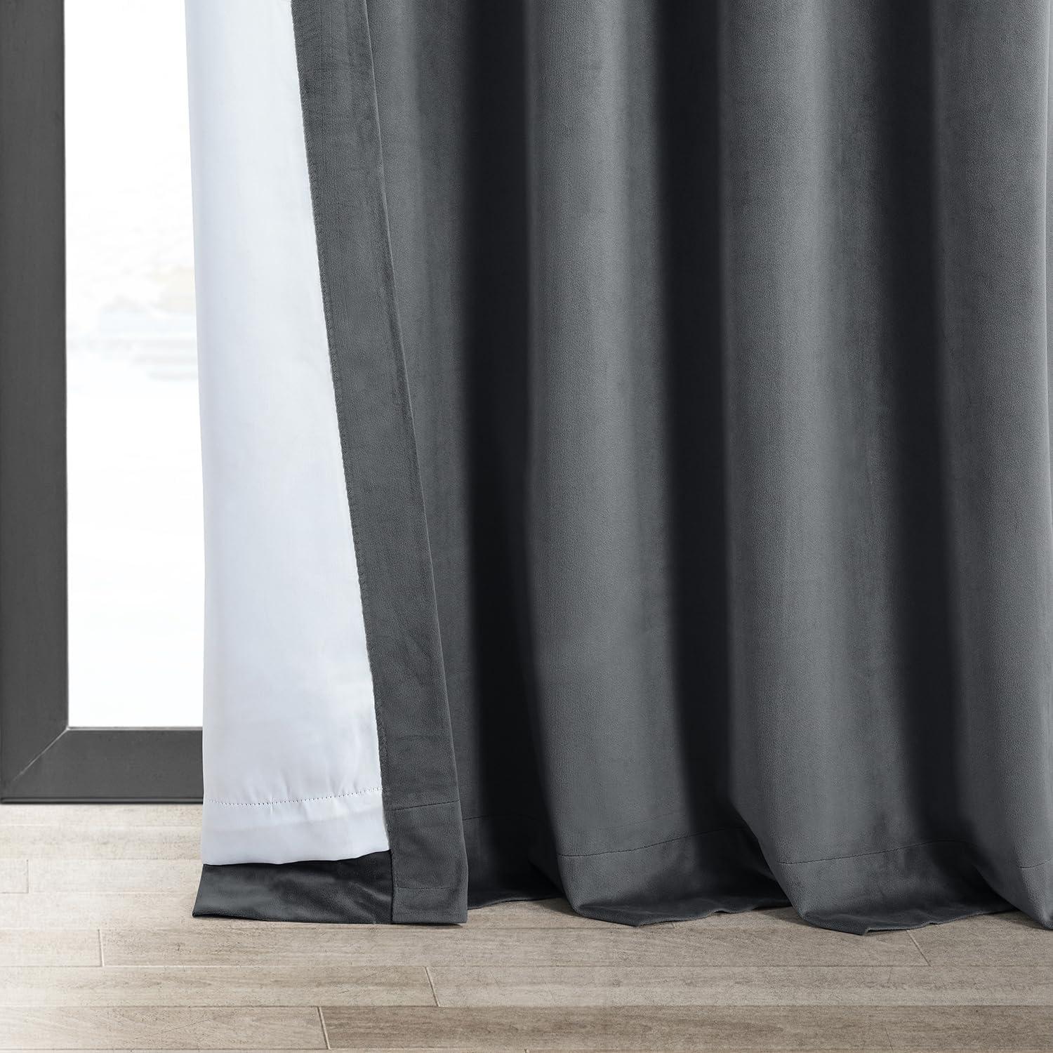 Half Price Drapes Signature Blue Grey Velvet Blackout Curtains For Bedroom(1 Panel), 50WX 96L