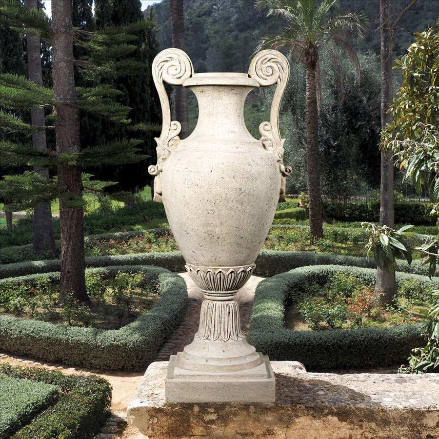 Large Faux Limestone Fiberglass Garden Urn