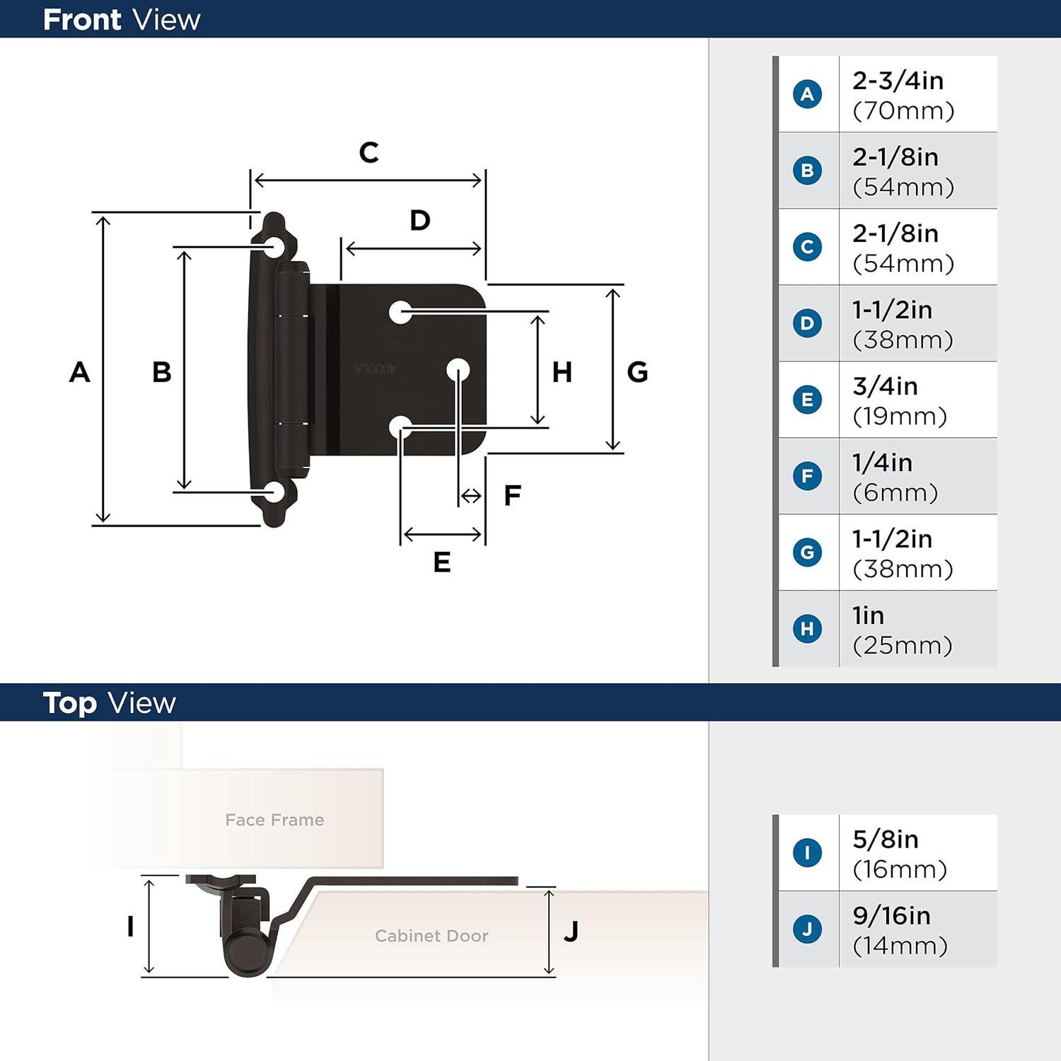 30° Reverse Bevel Overlay Hinge