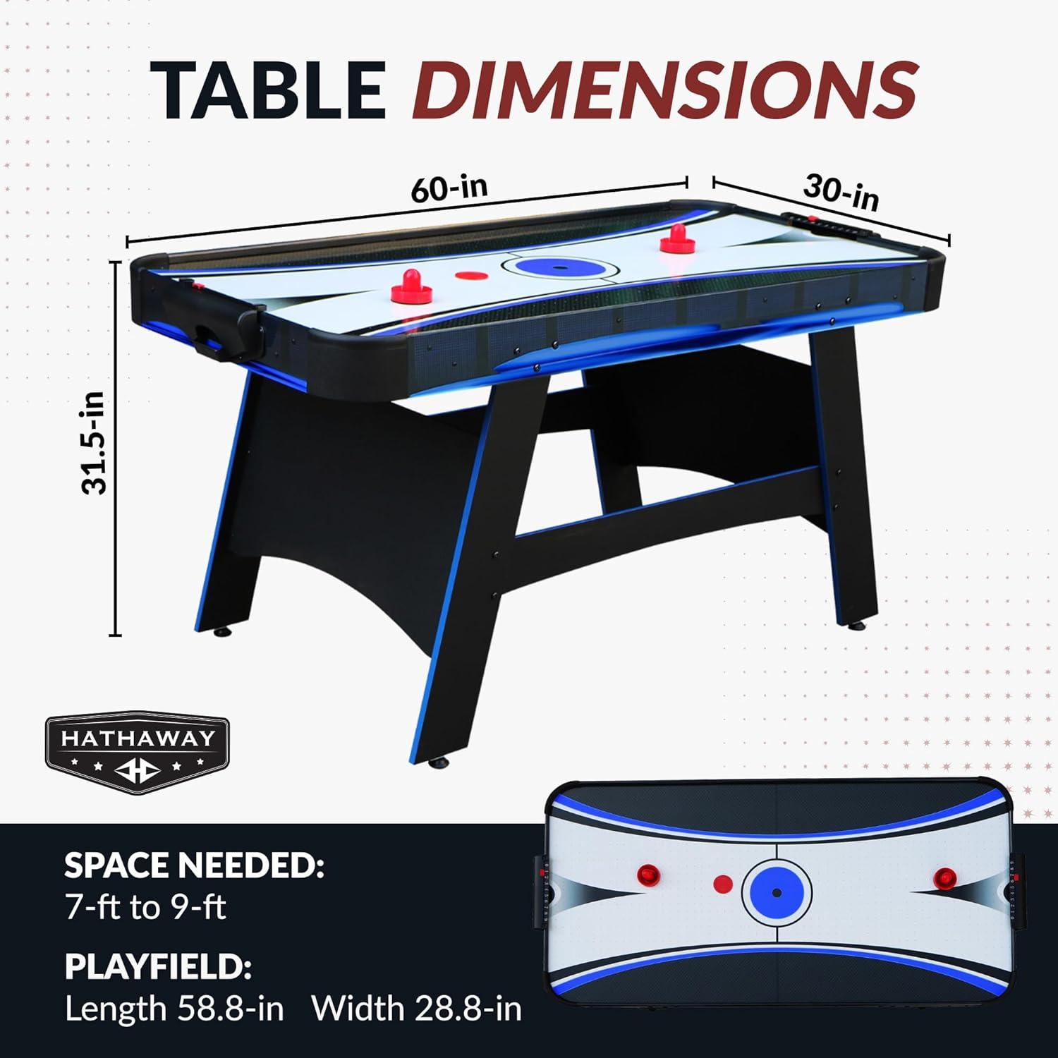 5-Foot Black and Blue 2-in-1 Air Hockey and Ping Pong Table